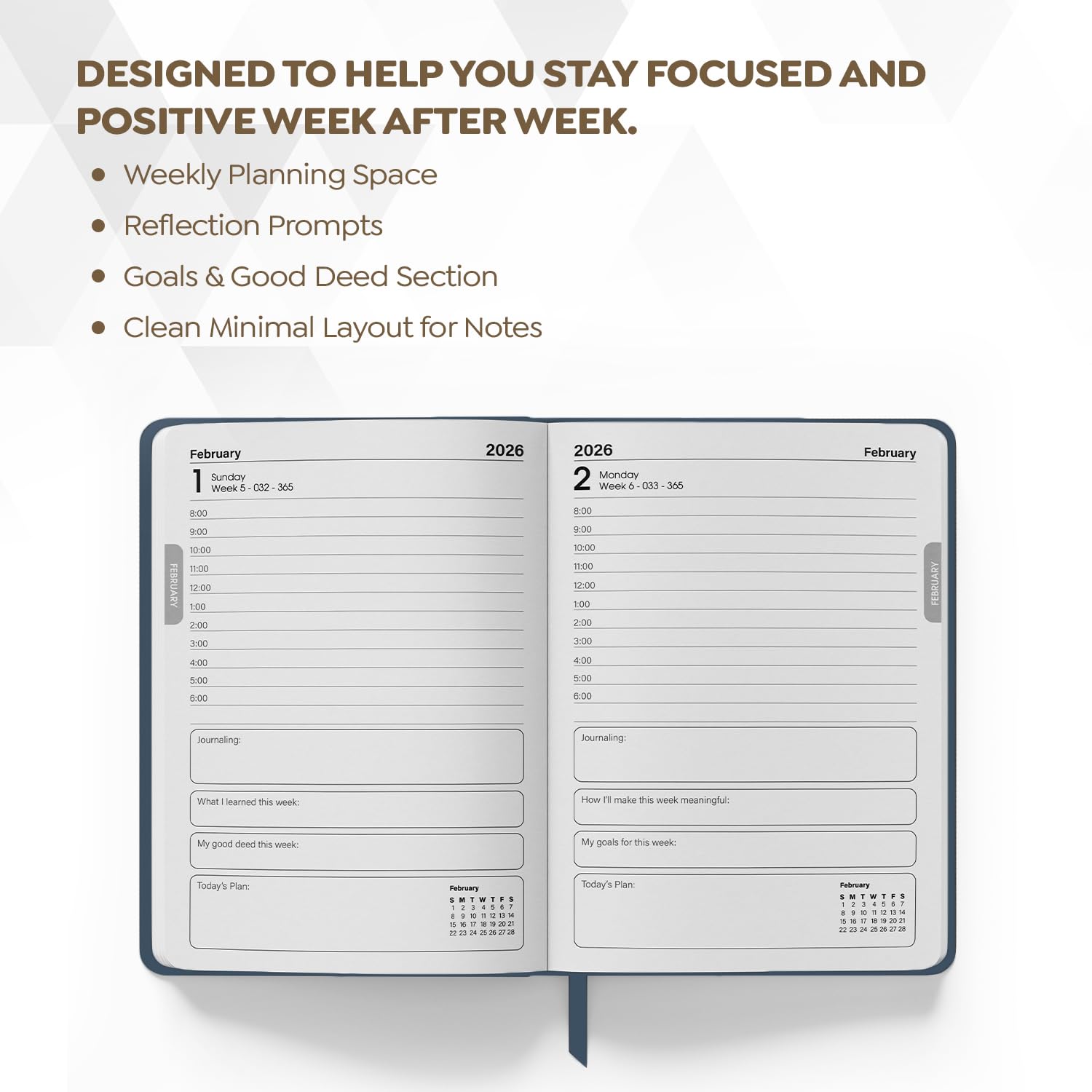 delka 2026 A5 Daily Planner Diary - Day Per Page Appointment Book | Charcoal Black 3