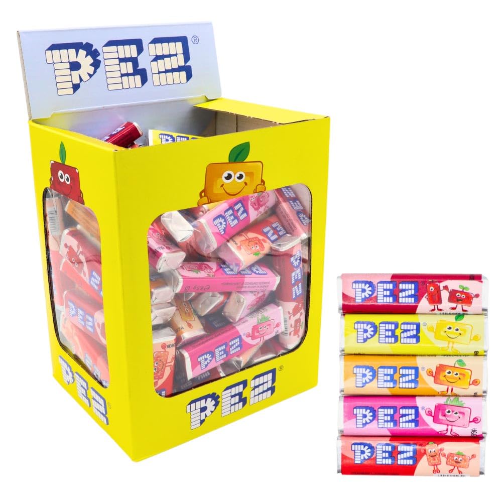 PEZ Mixed Fruit Flavoured Refill Box, Vegan Retro Sweets, 850 g