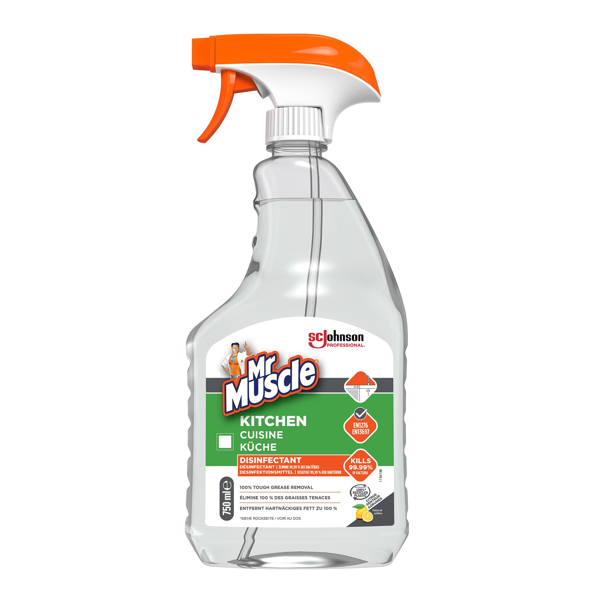 SC Johnson Professional Mr Muscle Kitchen Cleaner - Advanced Power Degreaser | 750 ml | Lemon Scent