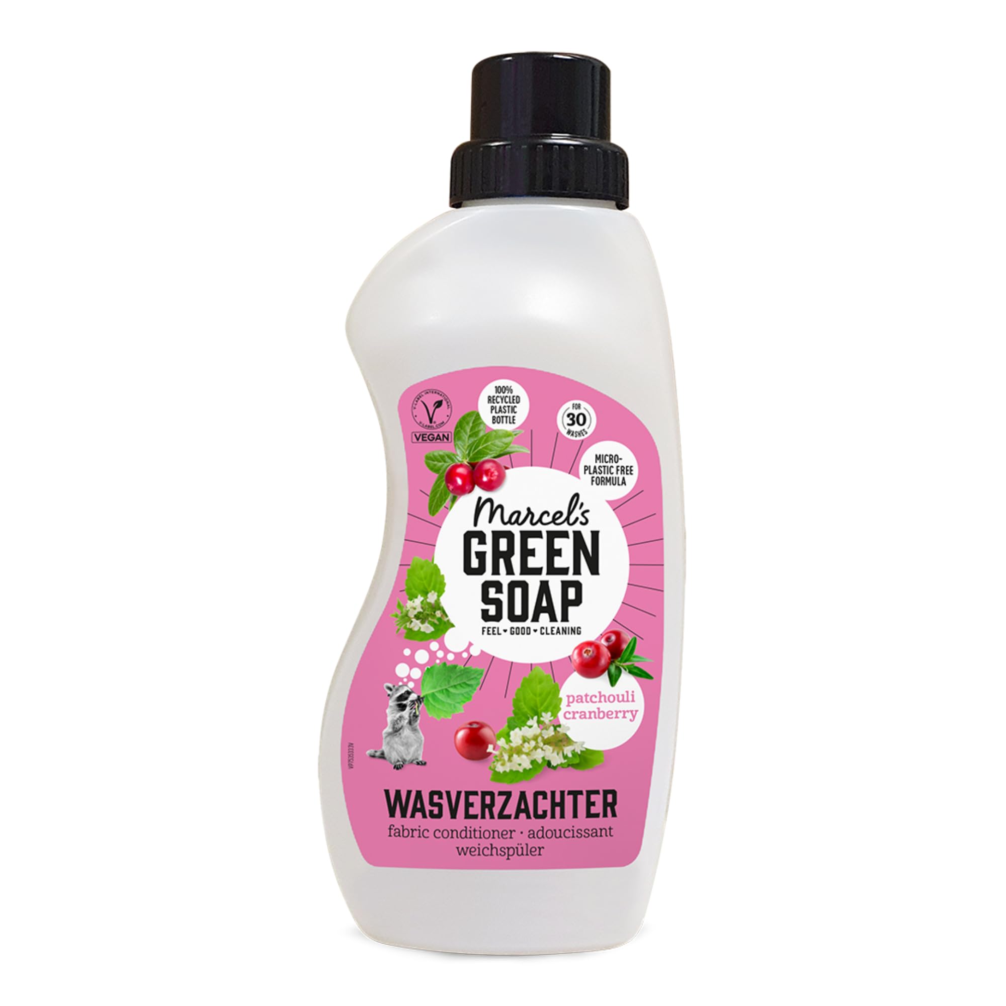 Marcel's Green Soap Fabric Softener Patchouli & Cranberry - 30 Washes | Vegan | Microplastic-Free