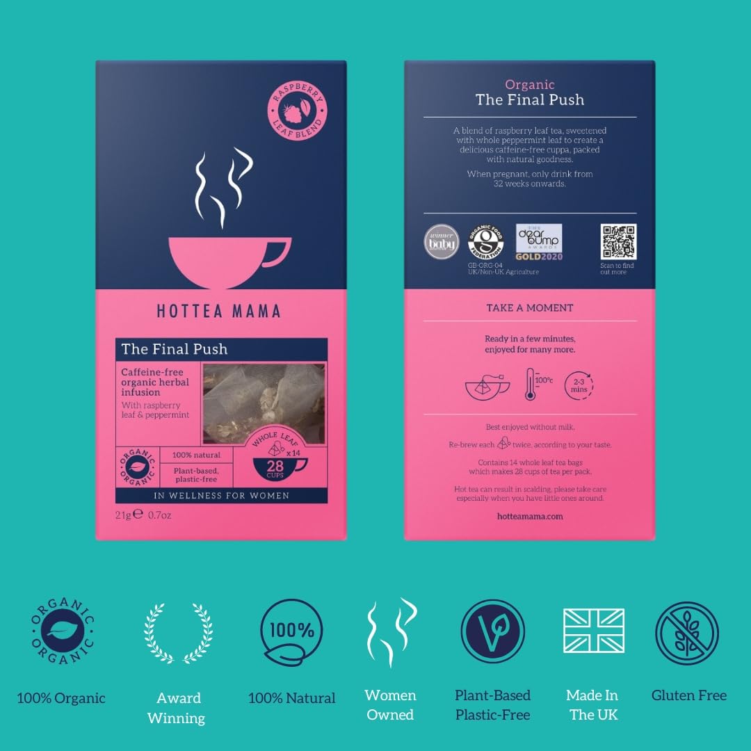 HOTTEA MAMA The Final Push Organic Raspberry and Peppermint Pregnancy Tea 8