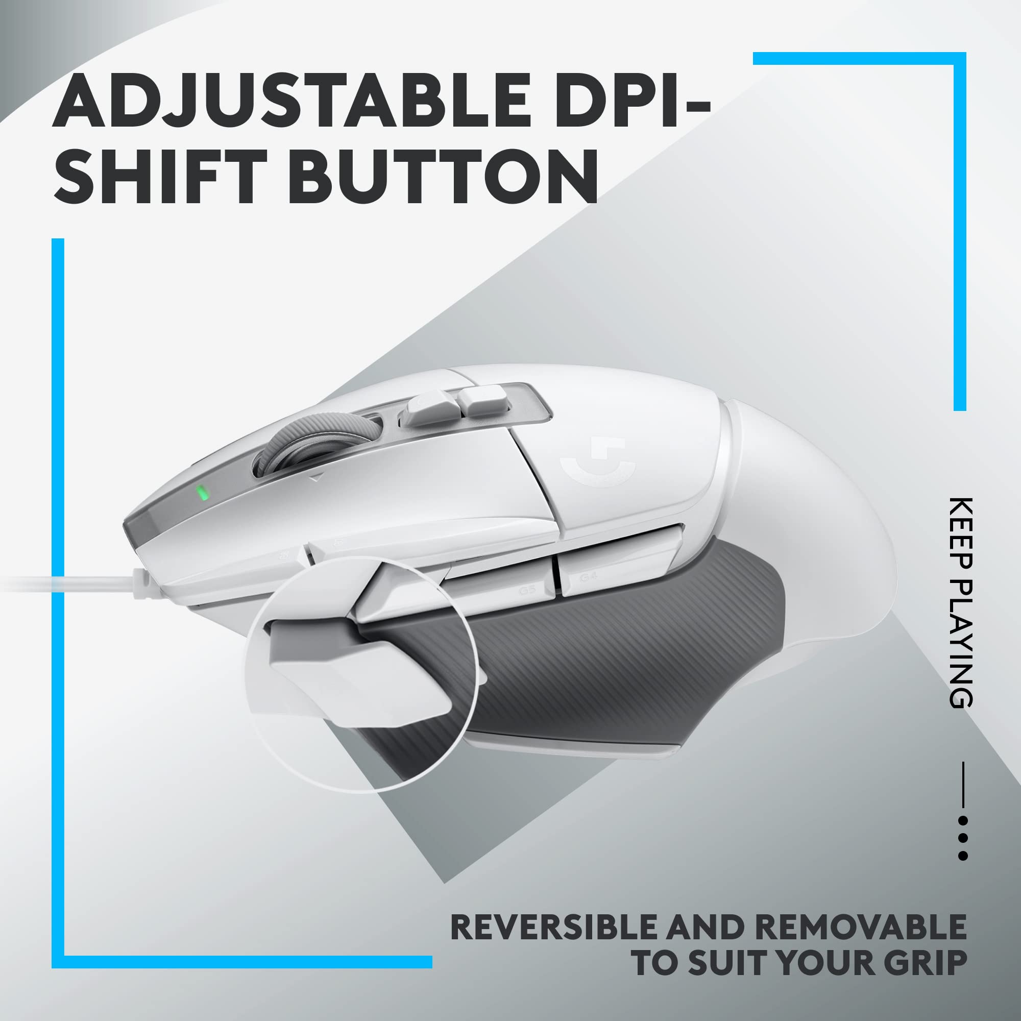 Logitech G G502 X Wired Gaming Mouse - White - 910-006146 - LIGHTFORCE Hybrid Optical-Mechanical Switches 14