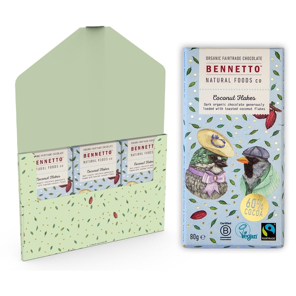 Bennetto Organic Dark Chocolate with Toasted Coconut Flakes - 270g