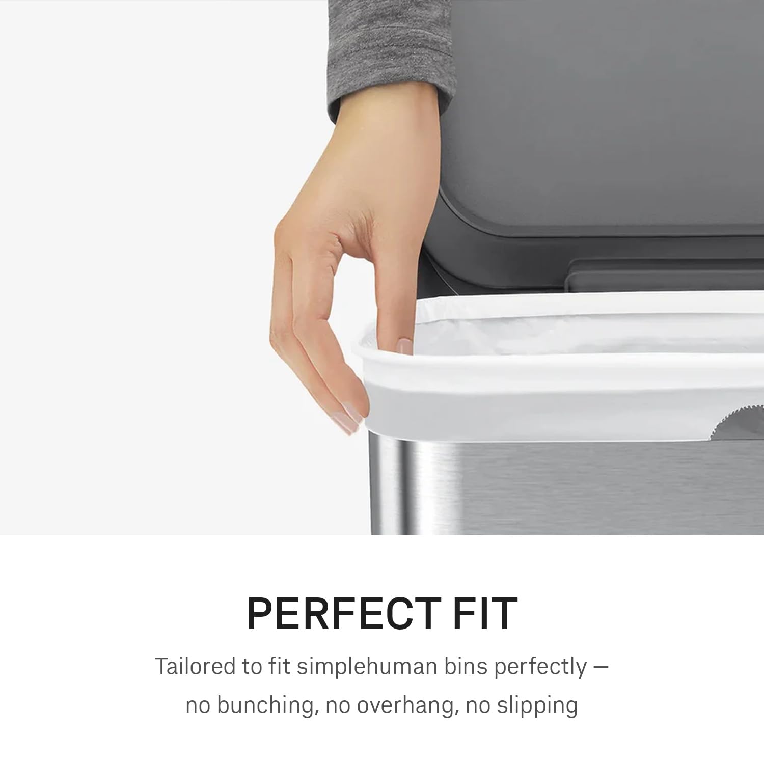 simplehuman Code G Custom Fit Bin Liners - 30L Capacity, White Plastic, Pack of 20
