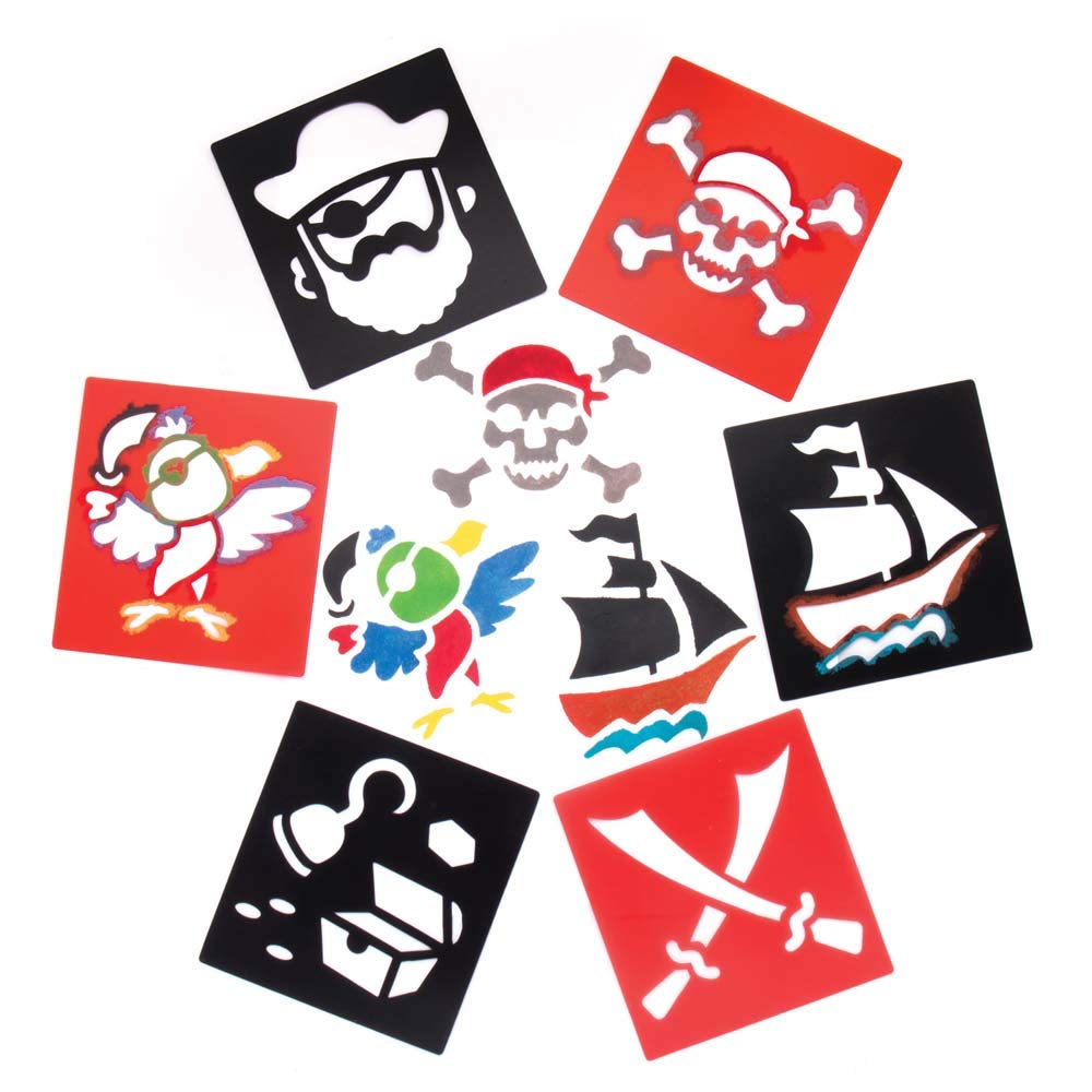 Baker Ross Pirate Stencils AR943 - Pack of 6 Assorted Designs | 15cm x 14cm Plastic 1