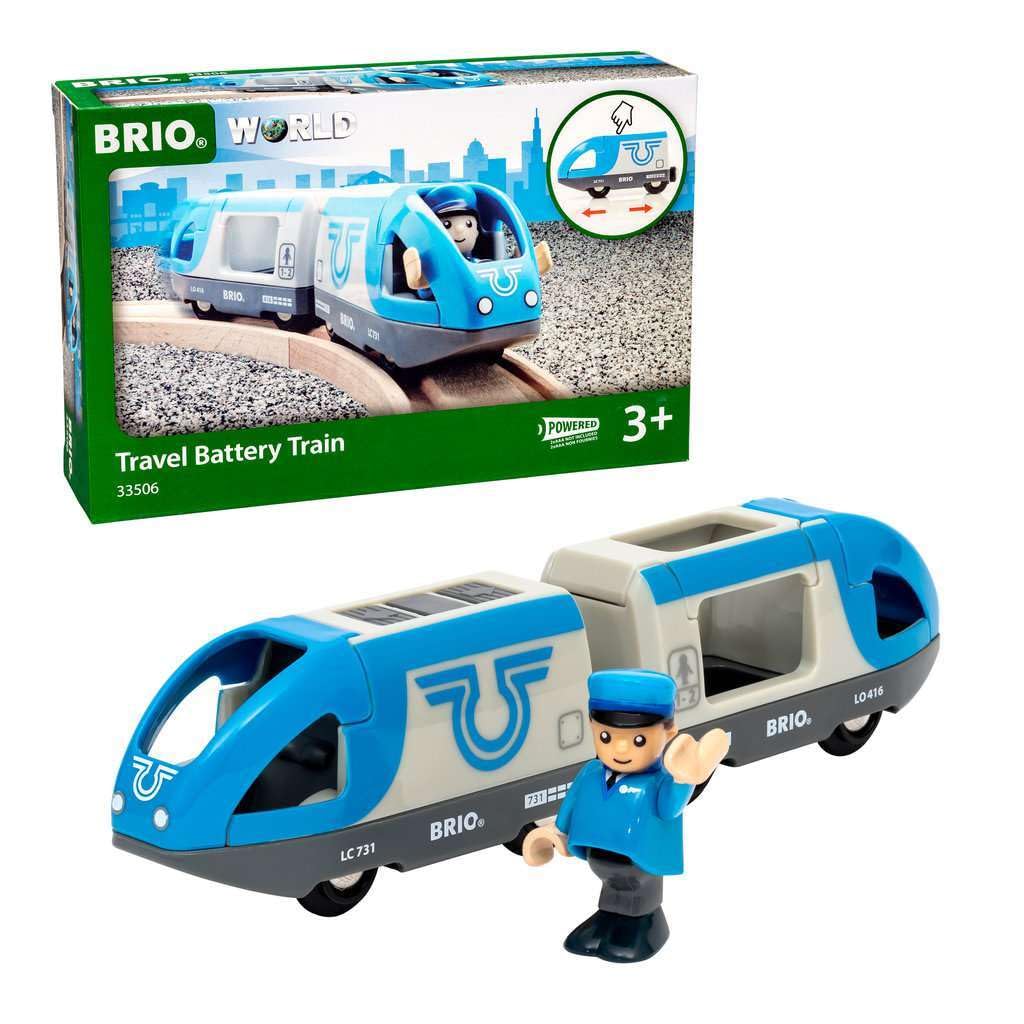 BRIO World Travel Battery Train - Battery-Powered Wooden Train Set for Kids 3+ 13