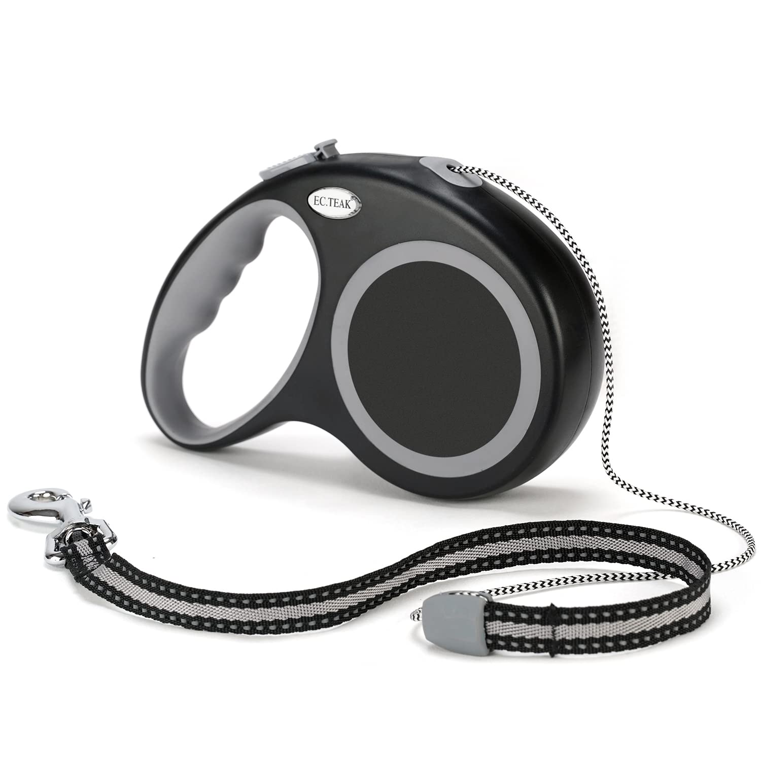 EC.TEAK Retractable Dog Leash - 30 FT for Medium/Large Dogs (Up to 110 lbs) | Black Nylon 7