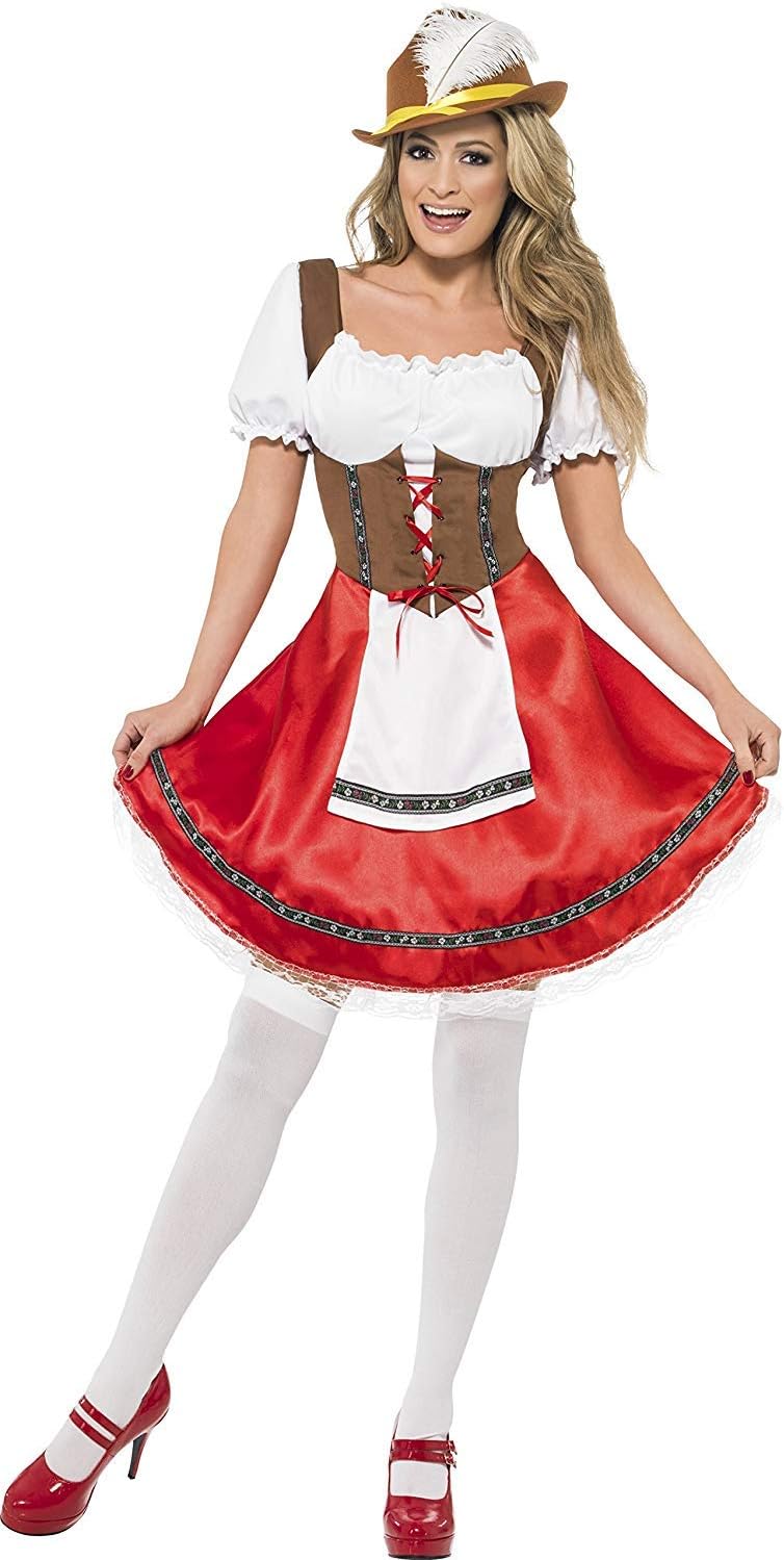 Smiffys Bavarian Wench Costume - Women's Dress with Attached Apron