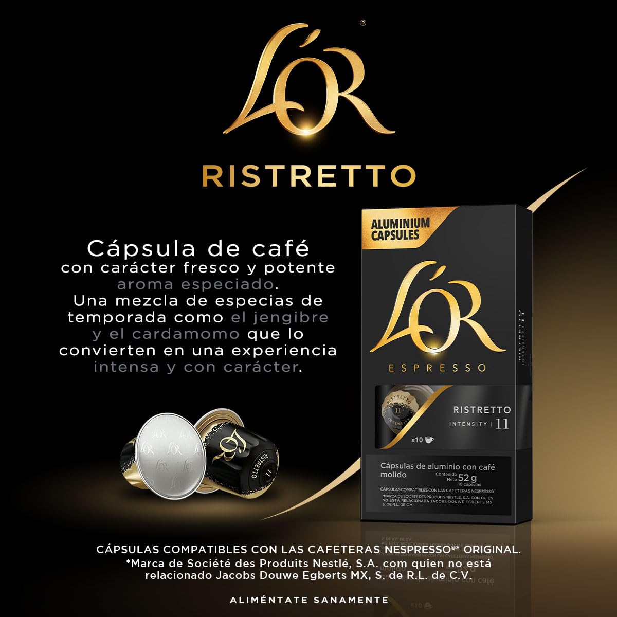 L'OR Espresso Ristretto Intensity 11 Nespresso Compatible Coffee Capsules - Pack of 10 5
