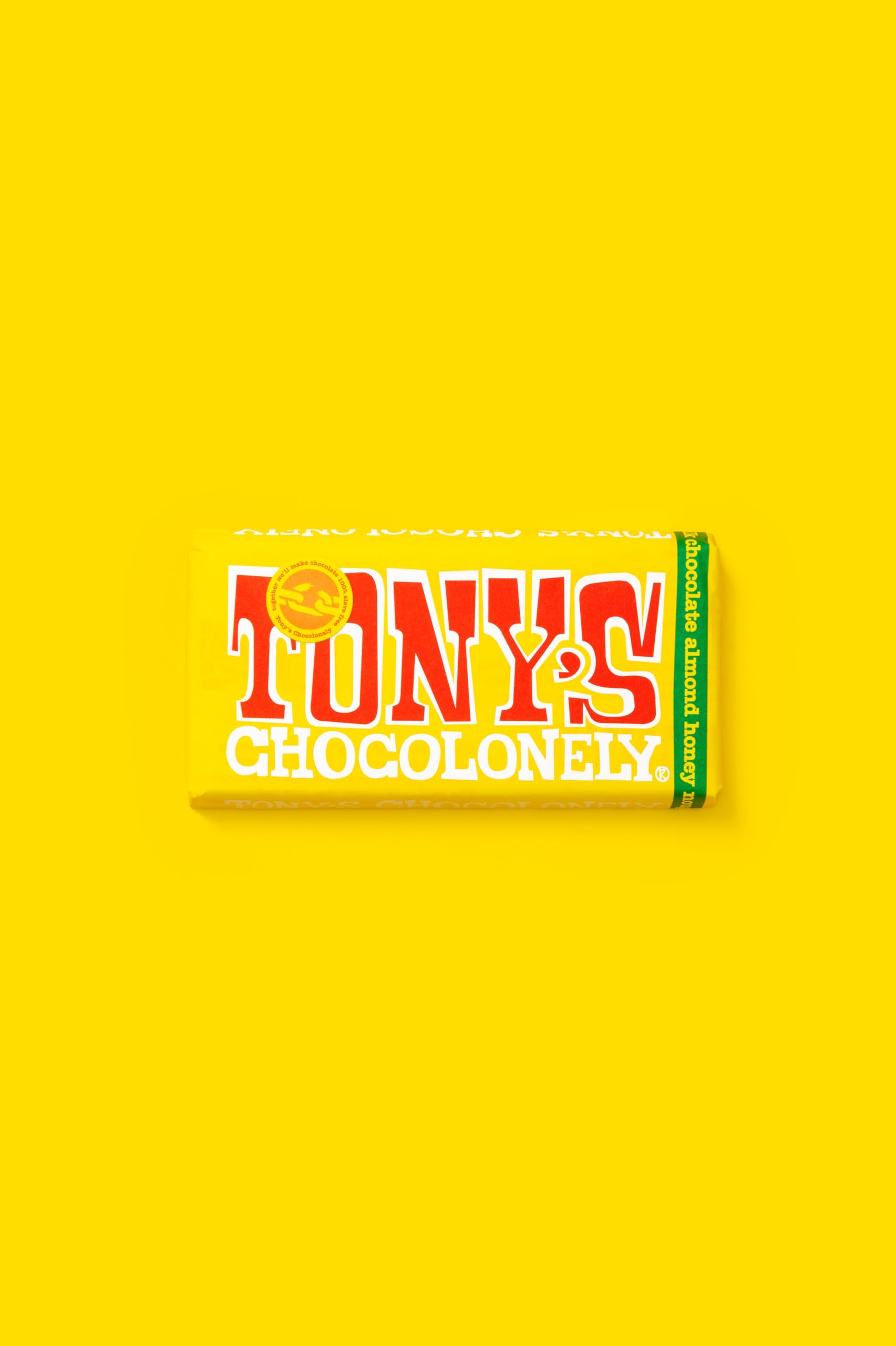 Tony's Chocolonely Milk Chocolate with Almond Honey Nougat Bar - 180g Fairtrade Belgian Chocolate