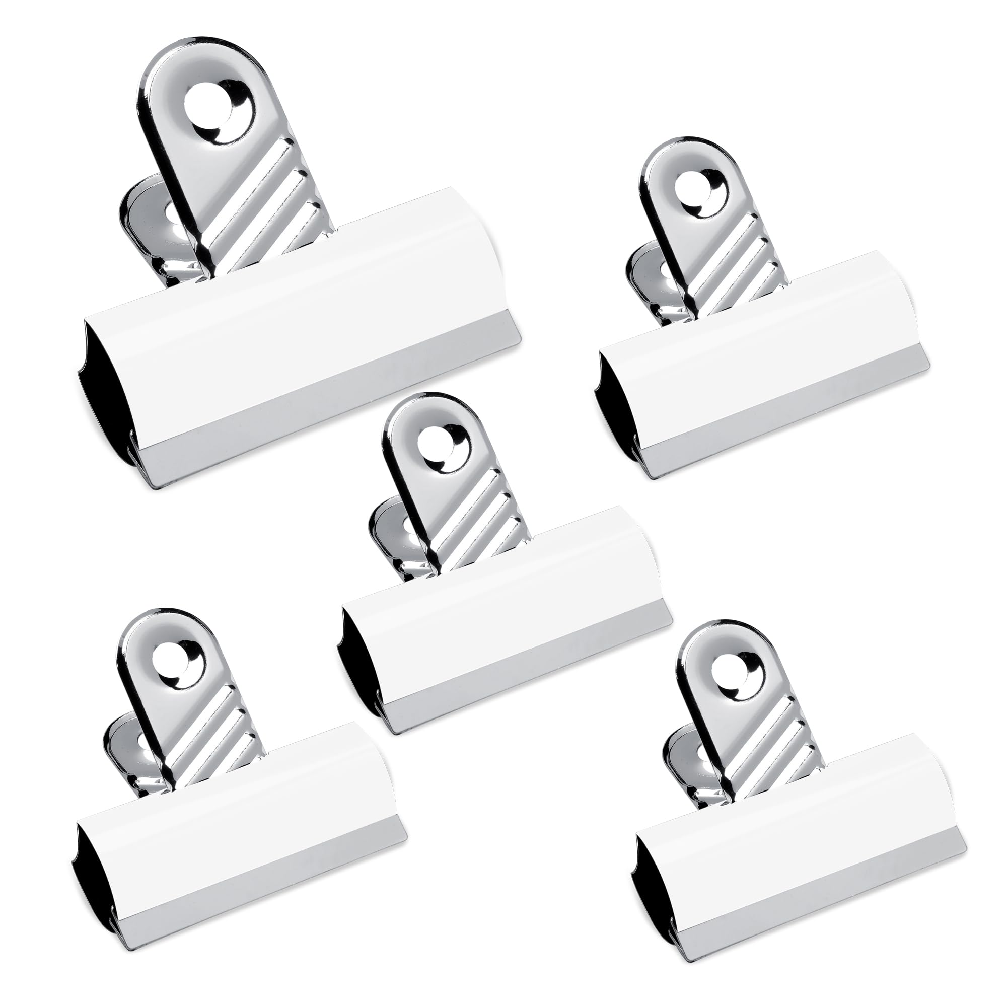 G4GADGET Jumbo Bulldog Letter Clips - 70mm, 195 Sheet Capacity | Metal | White (Pack of 5) 1