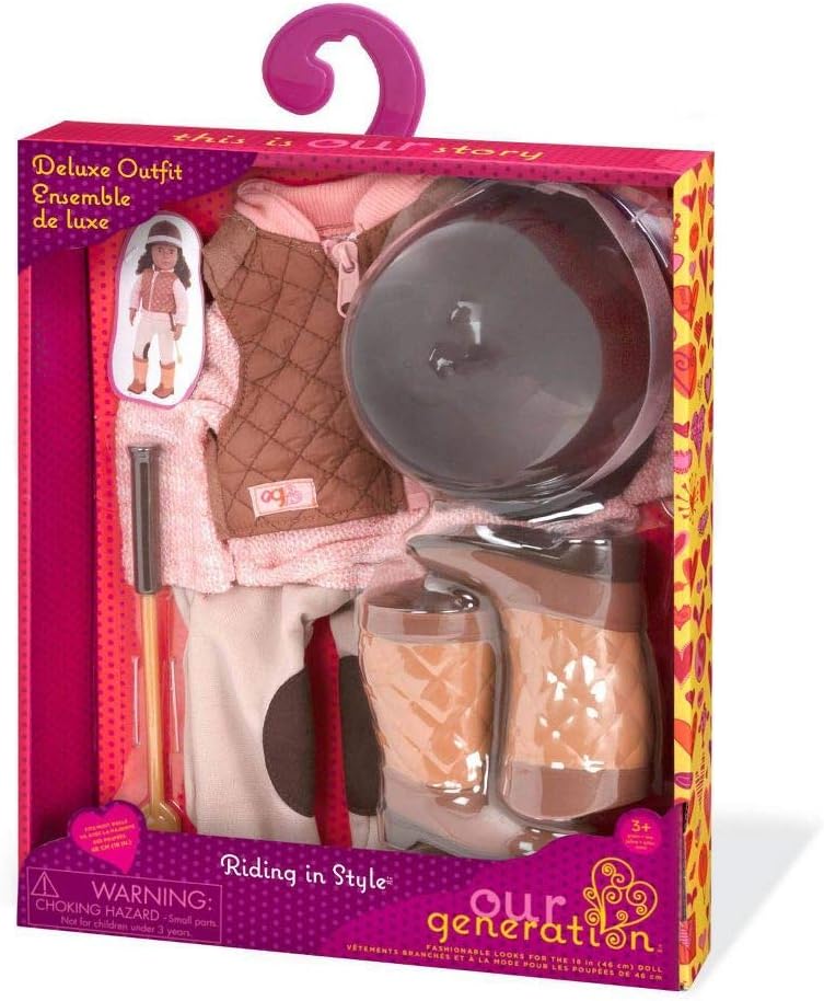 Our Generation Riding in Style Equestrian Outfit - 18" Doll Accessory Set with Helmet & Riding Crop 3