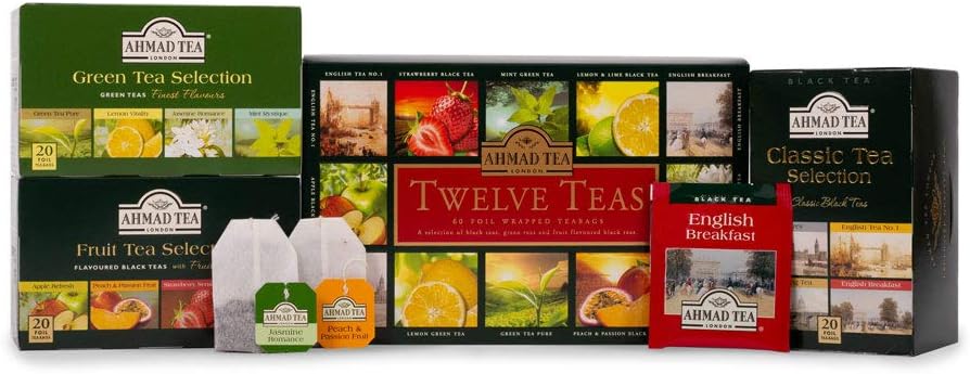 Ahmad Tea Twelve Teas Collection - 60 Tea Bags with Black, Green & Fruit Flavoured Teas 10