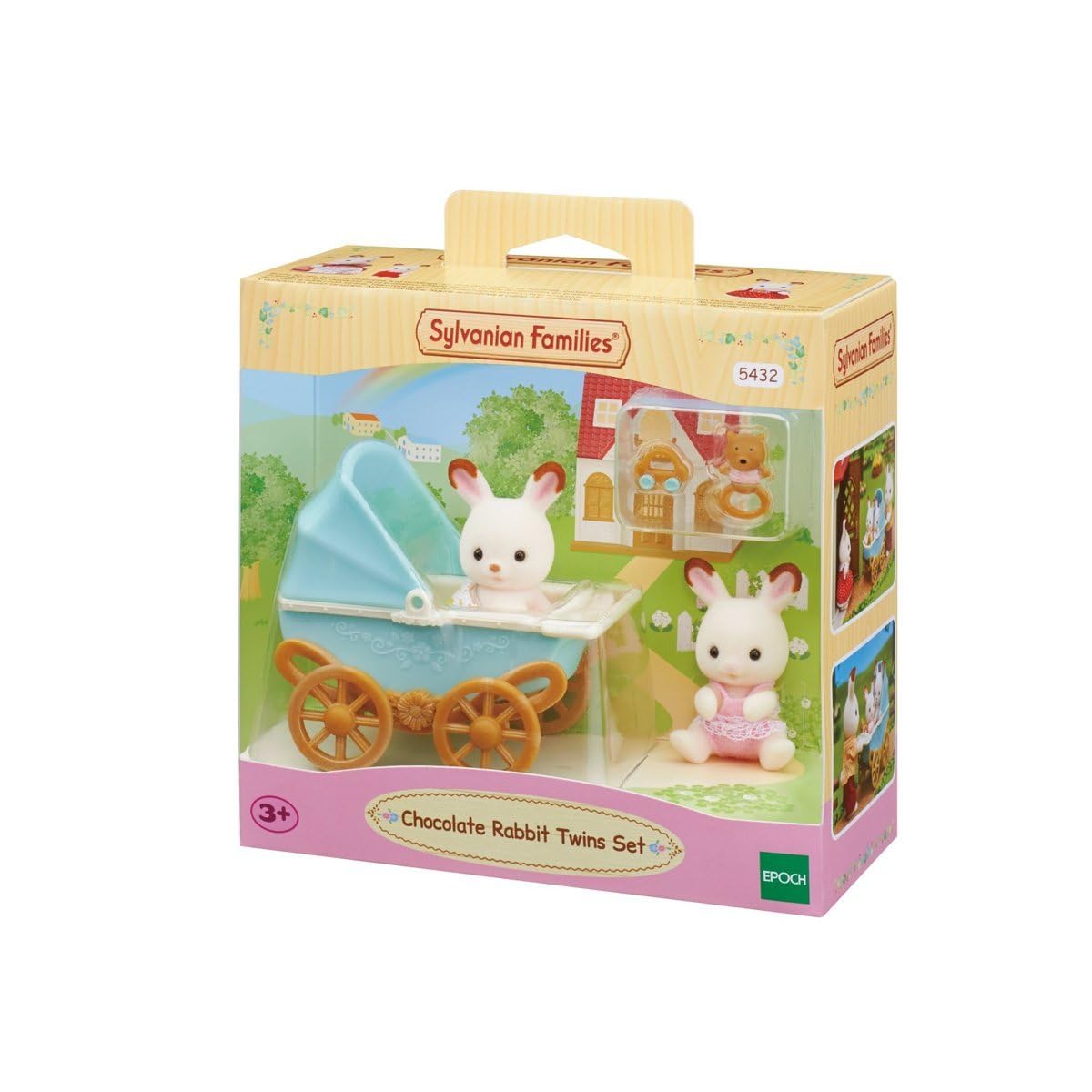 Sylvanian Families Chocolate Rabbit Twins Set - Includes Kabe & Breeze with Pram (Model 5432) 6
