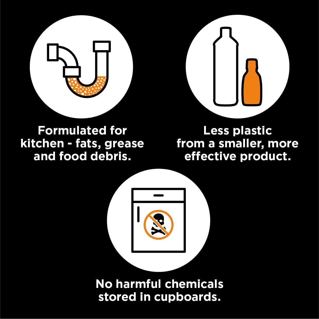 Buster Kitchen Abflussreiniger, 150 g, 6er-Pack – schnell wirkender Abflussreiniger für Spülbecken und Rohre 4