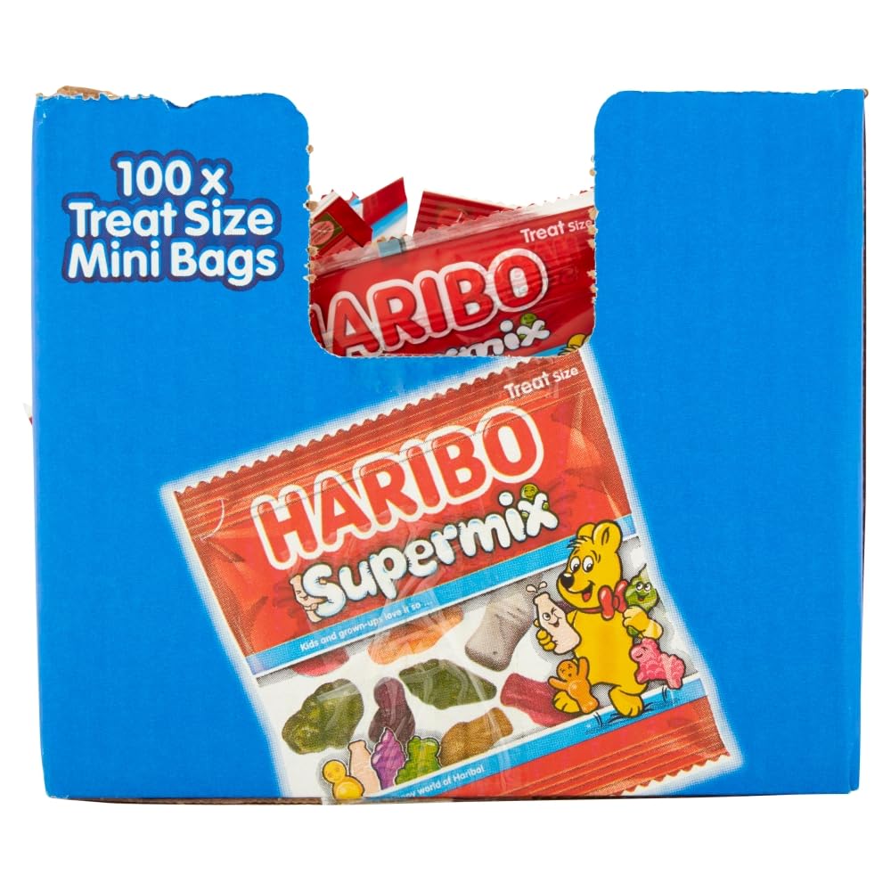 HARIBO Supermix Sweets Mini Bags - 16g x 100 Packs (1.6kg) Fruit & Chewy Mix