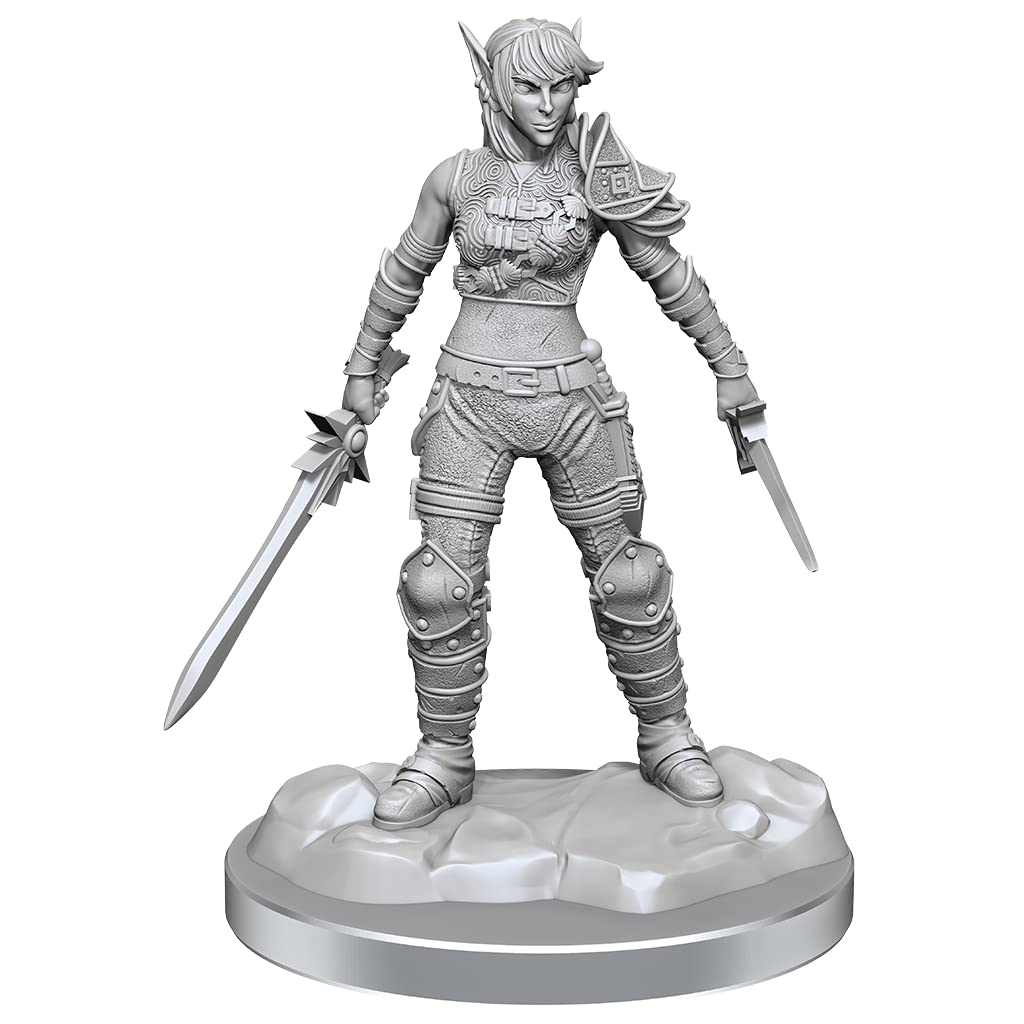 WizKids D&D Nolzur's Marvelous Miniatures: Elf Rogue & Half-Elf Rogue Proté | 2 Unpainted Miniatures | Plastic