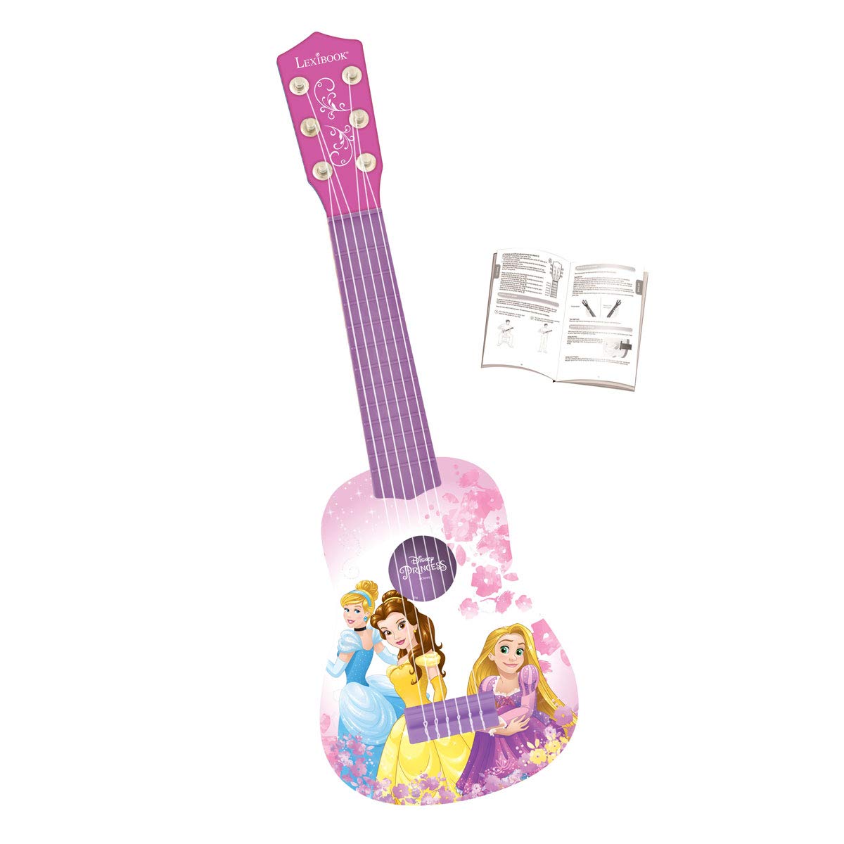 Lexibook Disney Princess Rapunzel My First Guitar 6 Nylon Strings 53 cm with Learning Guide Pink Purple K200DP 4