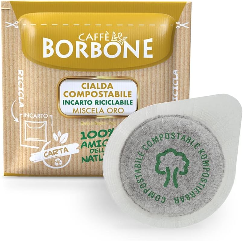 Caffè Borbone Gold Blend Compostable Coffee Pods - 100 Pack, ESE 44mm