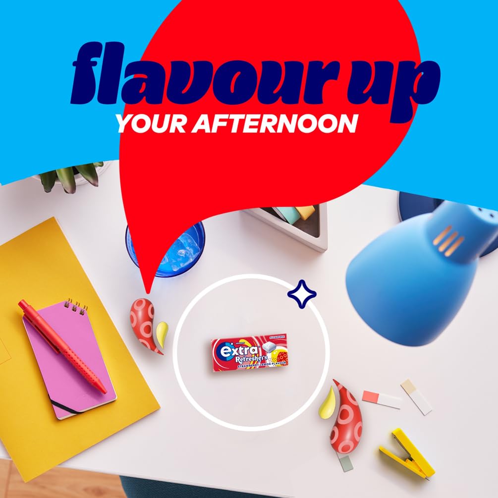 Extra - Refreshers Sugar Free Chewing Gum, Strawberry Lemon Flavour, 16 Packs (112 Pieces) 3