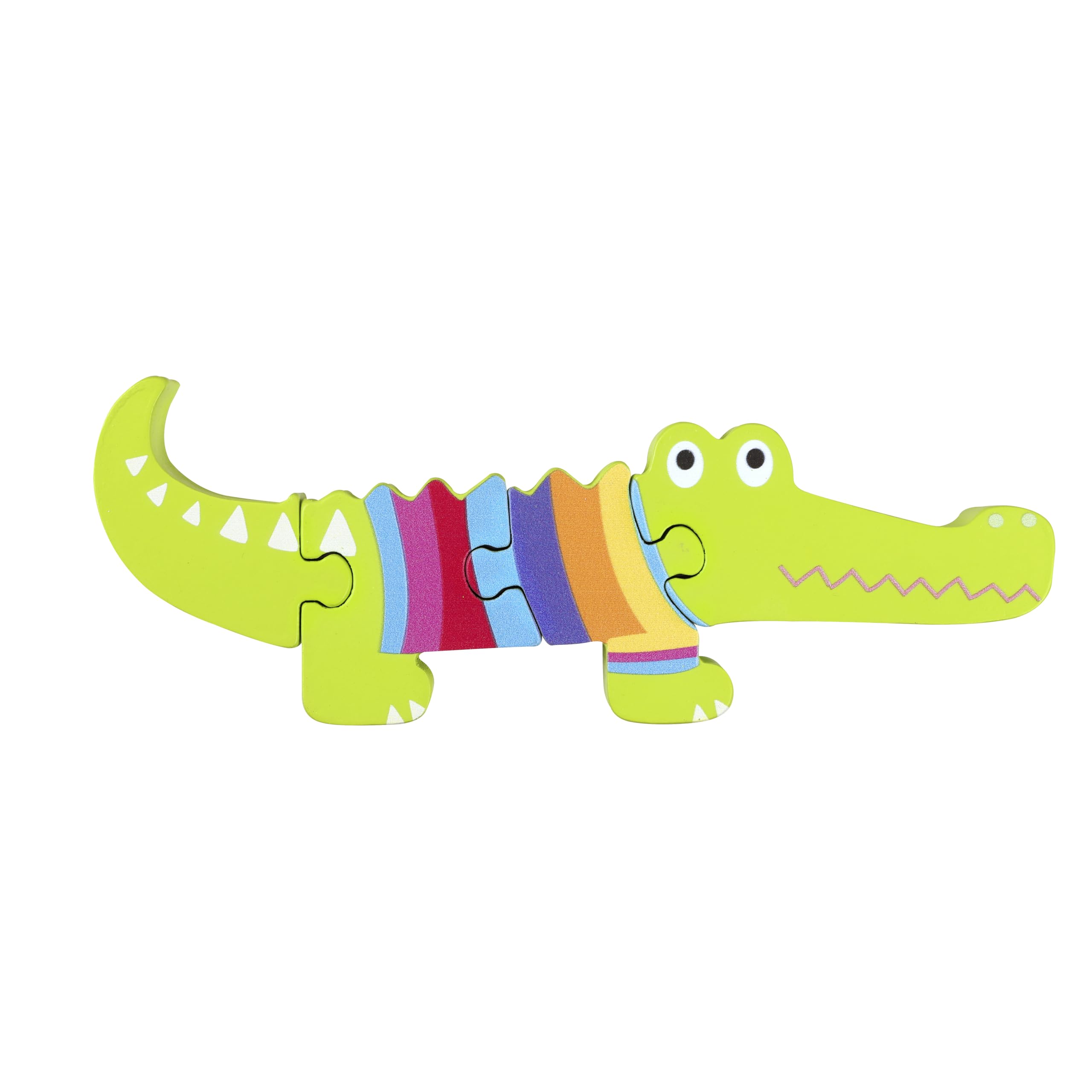 ORANGE TREE Wooden Crocodile Puzzle - Rainbow Colours | Educational Toy for Toddlers (4 Pieces) 1