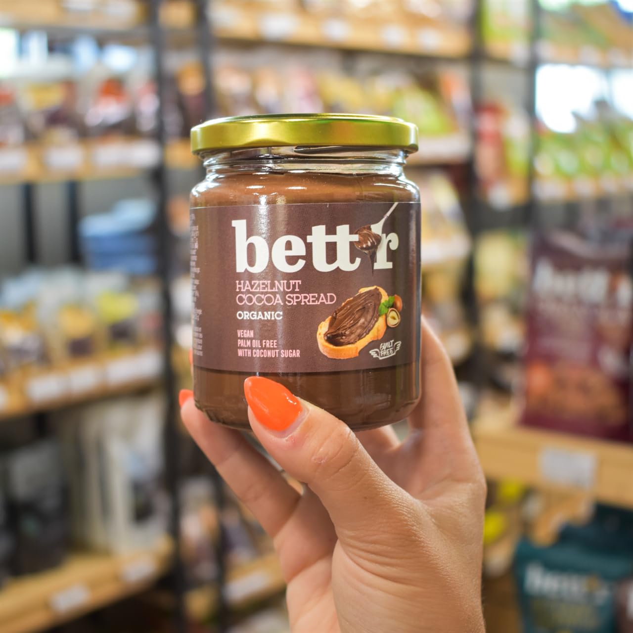 Bett"r Hazelnut Cocoa Cream - Organic Vegan Spread, Palm Oil Free, 100% Plant-Based