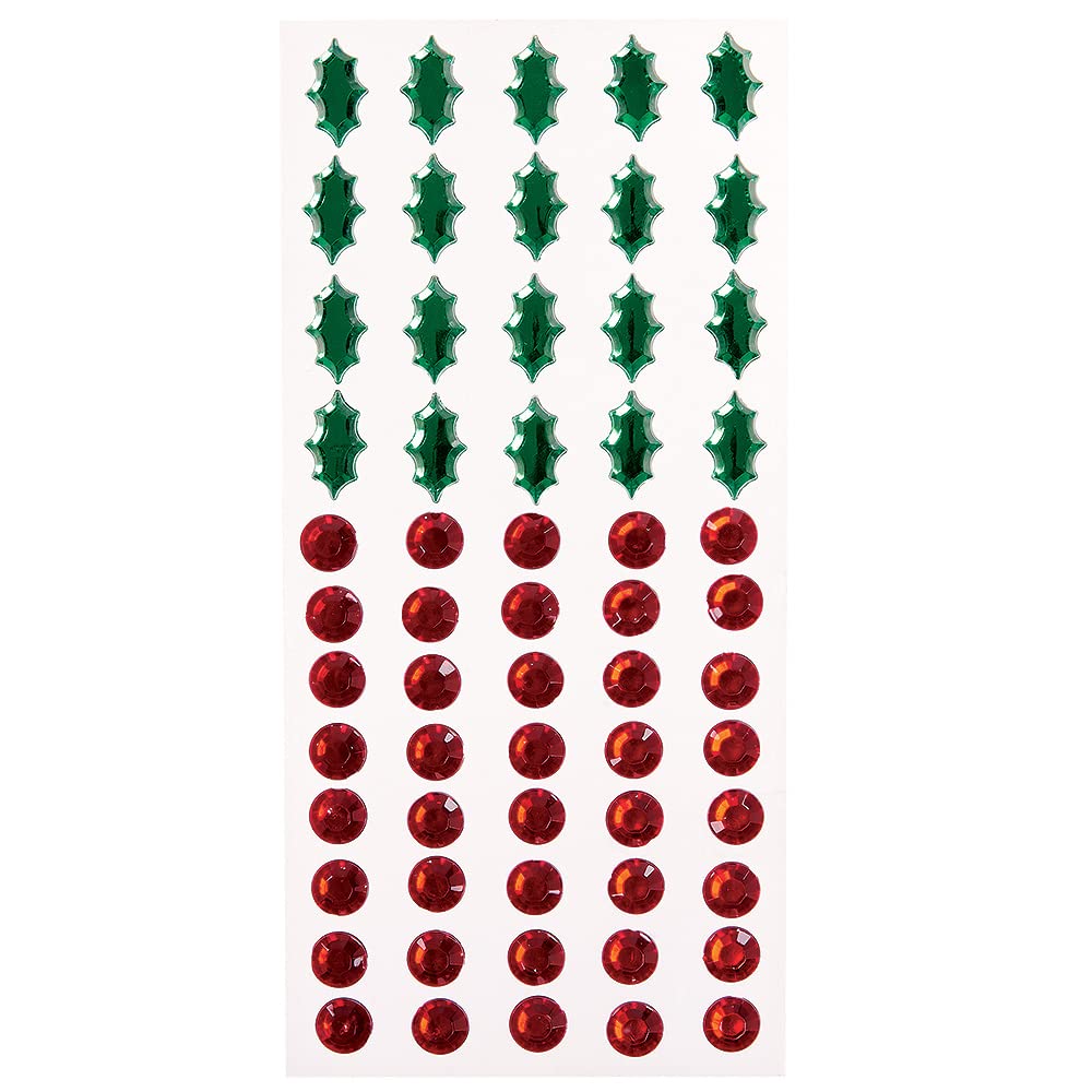 Baker Ross FX343 Holly and Berry Self-Adhesive Acrylic Jewels - Pack of 300