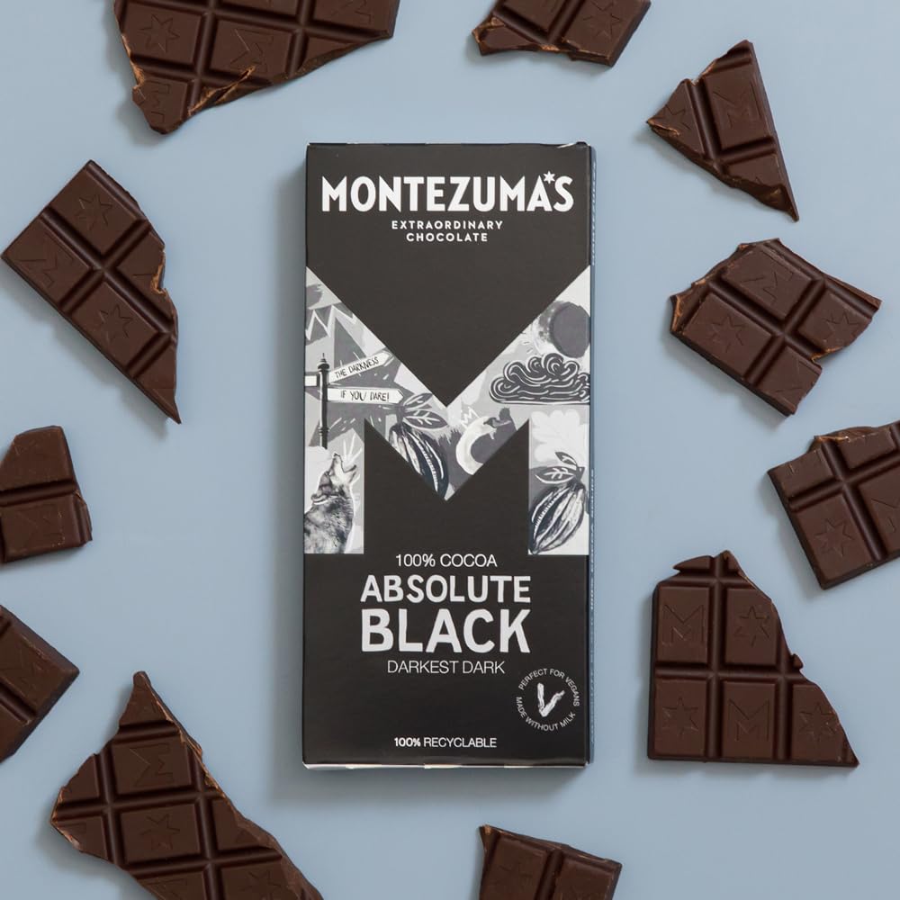Montezuma - Absolute Black 100% Cocoa Dark Chocolate Bar, Vegan & Gluten-Free 4