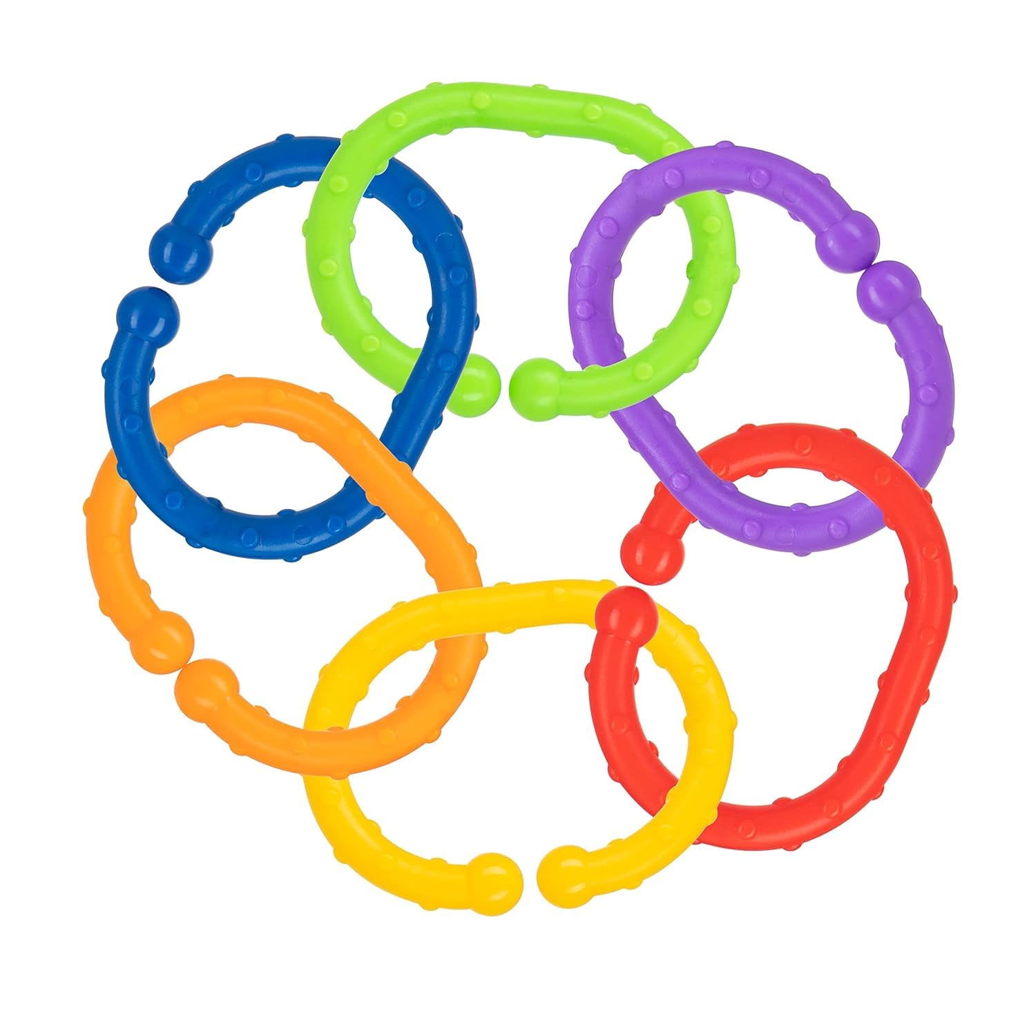 Nuby Linkables - 18-Link Multicolor Chain for Car Seat & Stroller Toys - 3 Months+