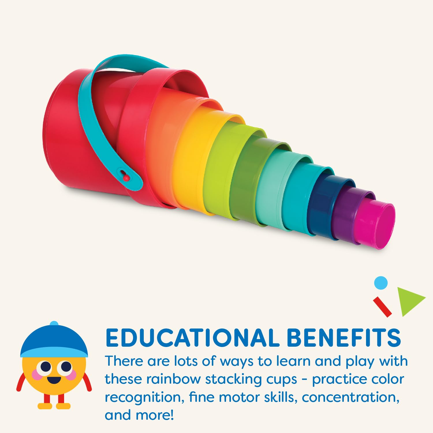 Battat BT4711Z 10 pcs – Plastic Nesting Bucket with Carry Handle – Water & Sand Play 3