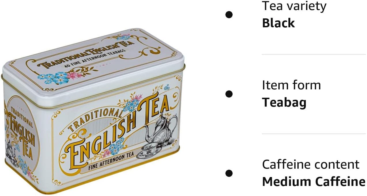 New English Teas Vintage Victorian Ivory Tea Caddy with 40 English Afternoon Teabags