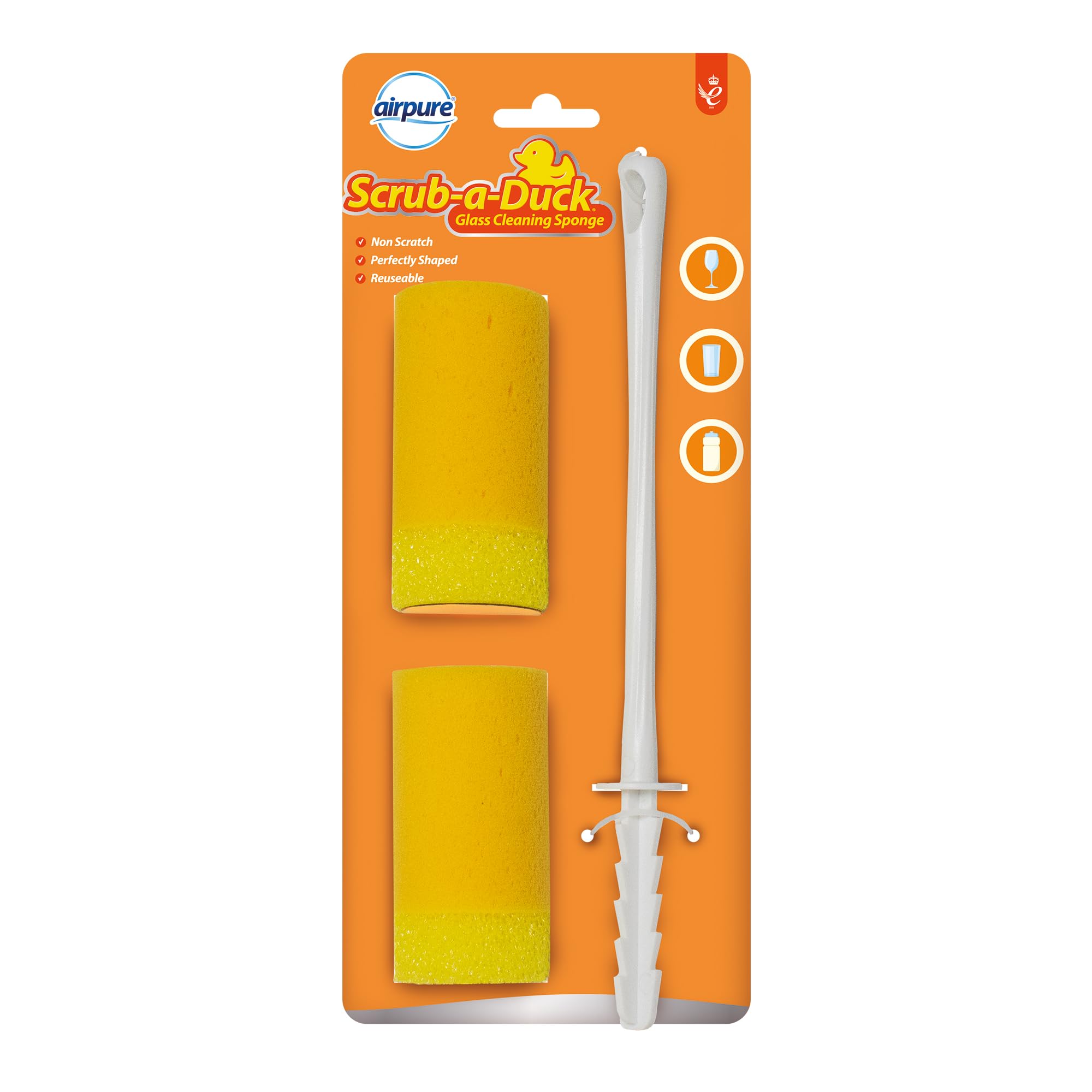 airpure Scrub-a-Duck Glass Cleaning Sponge - Non-Scratch Long Reach | Reusable PU Material 1