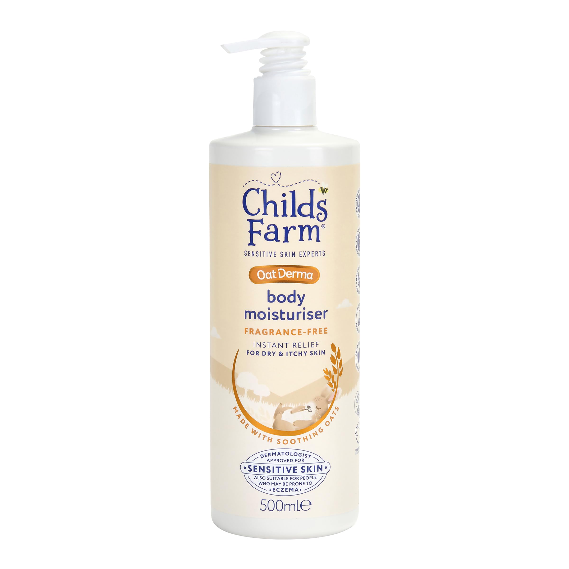 Childs Farm OatDerma Body Moisturiser Cream - Fragrance Free, Soothing Hydration, 500 ml