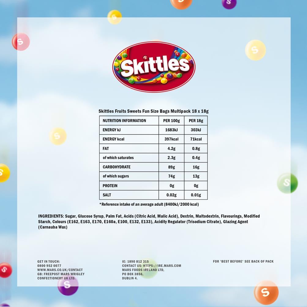 Skittles Fruit Funsize Chewy Sweets 324g