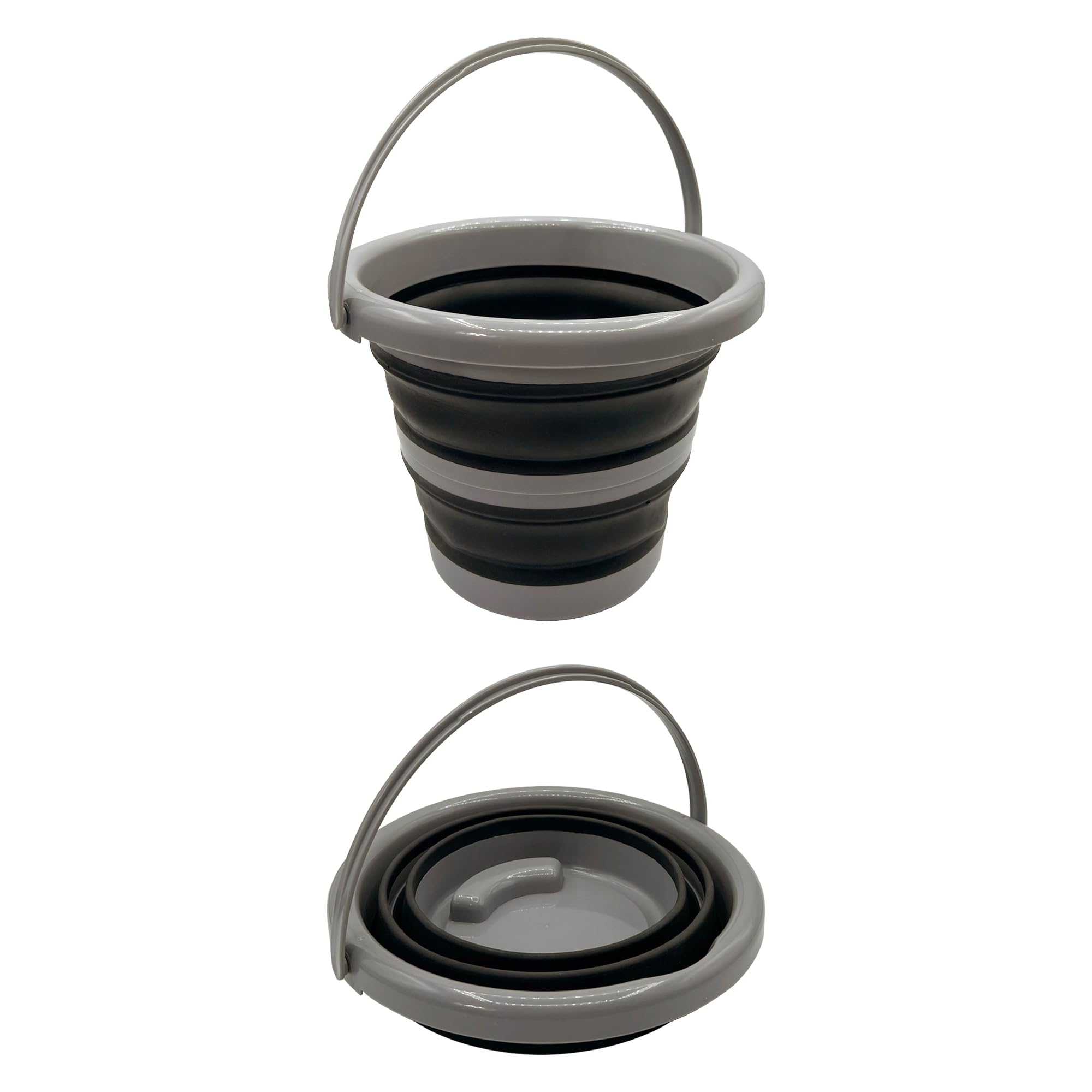 Nordrok Collapsible Bucket with Lid - 5L Capacity | Space Saving | Grey