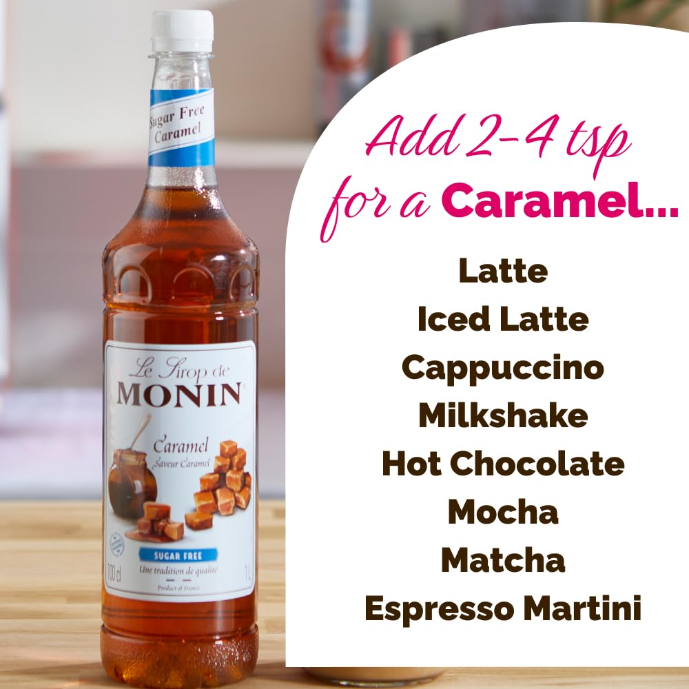 MONIN Premium Sugar Free Caramel Syrup 1L 7