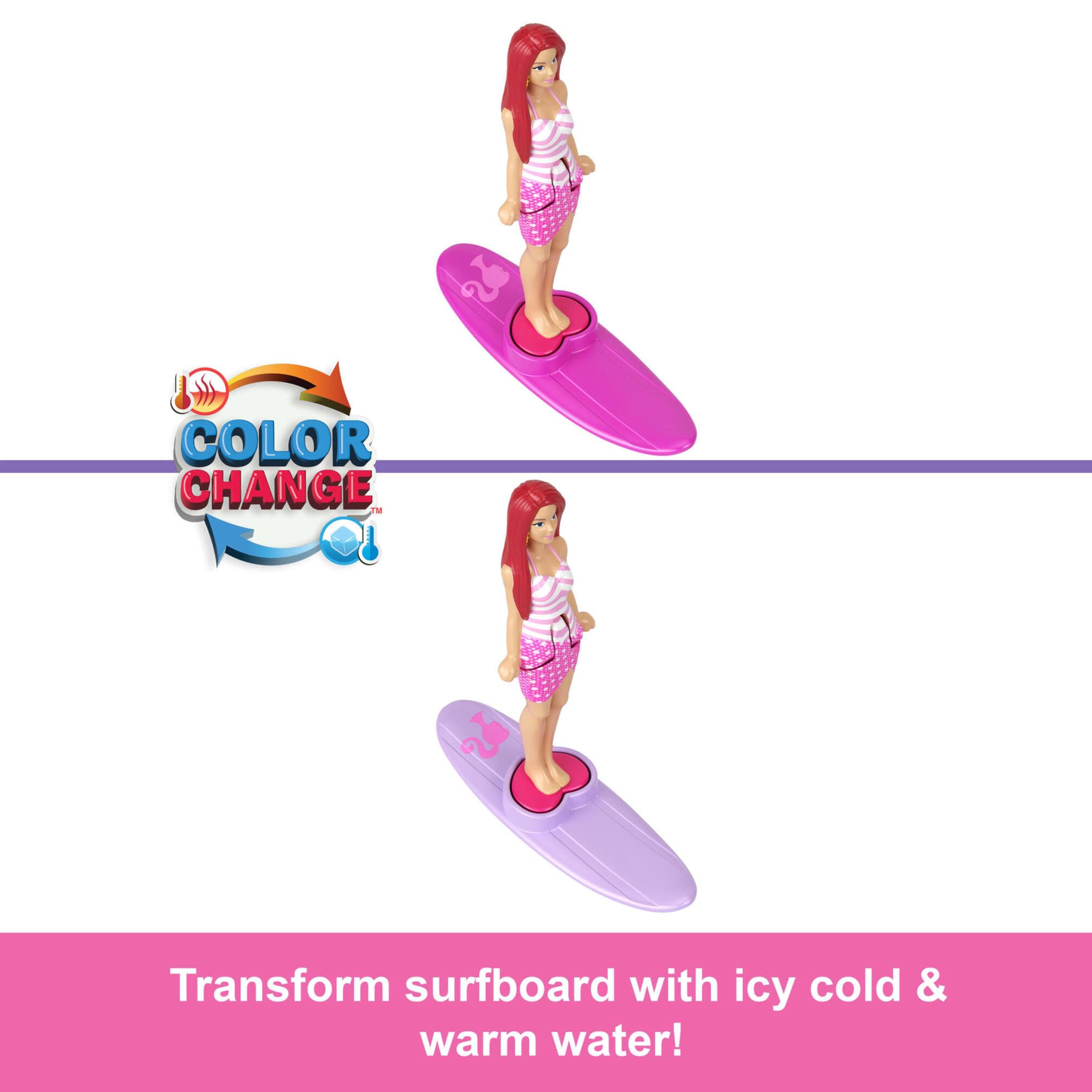 Mini Barbie Land 4-Pack Doll & Vehicle Playset - Color Change Fun for Ages 4+