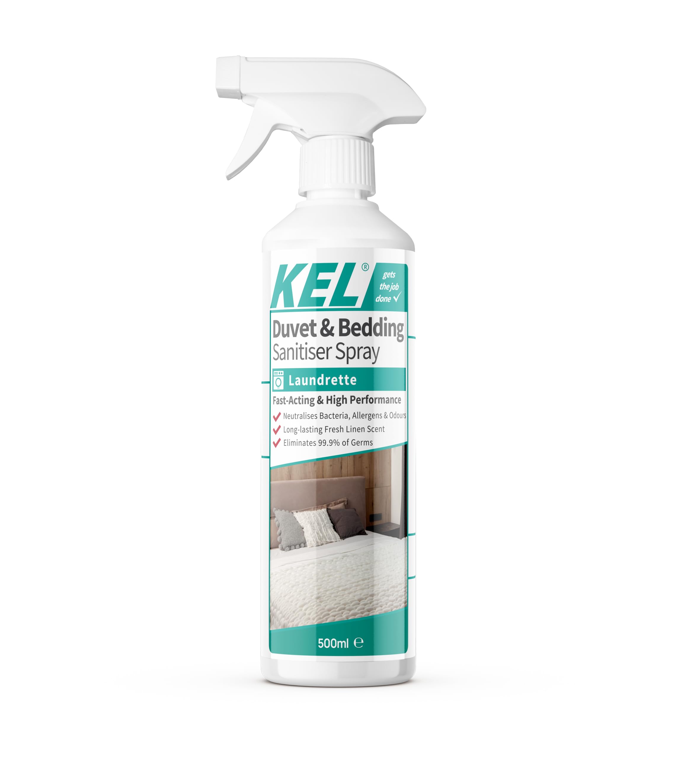 KEL Fast-Acting Duvet & Bedding Sanitiser Spray - Eliminates 99.9% of Germs | 500ml | Linen Scent 1
