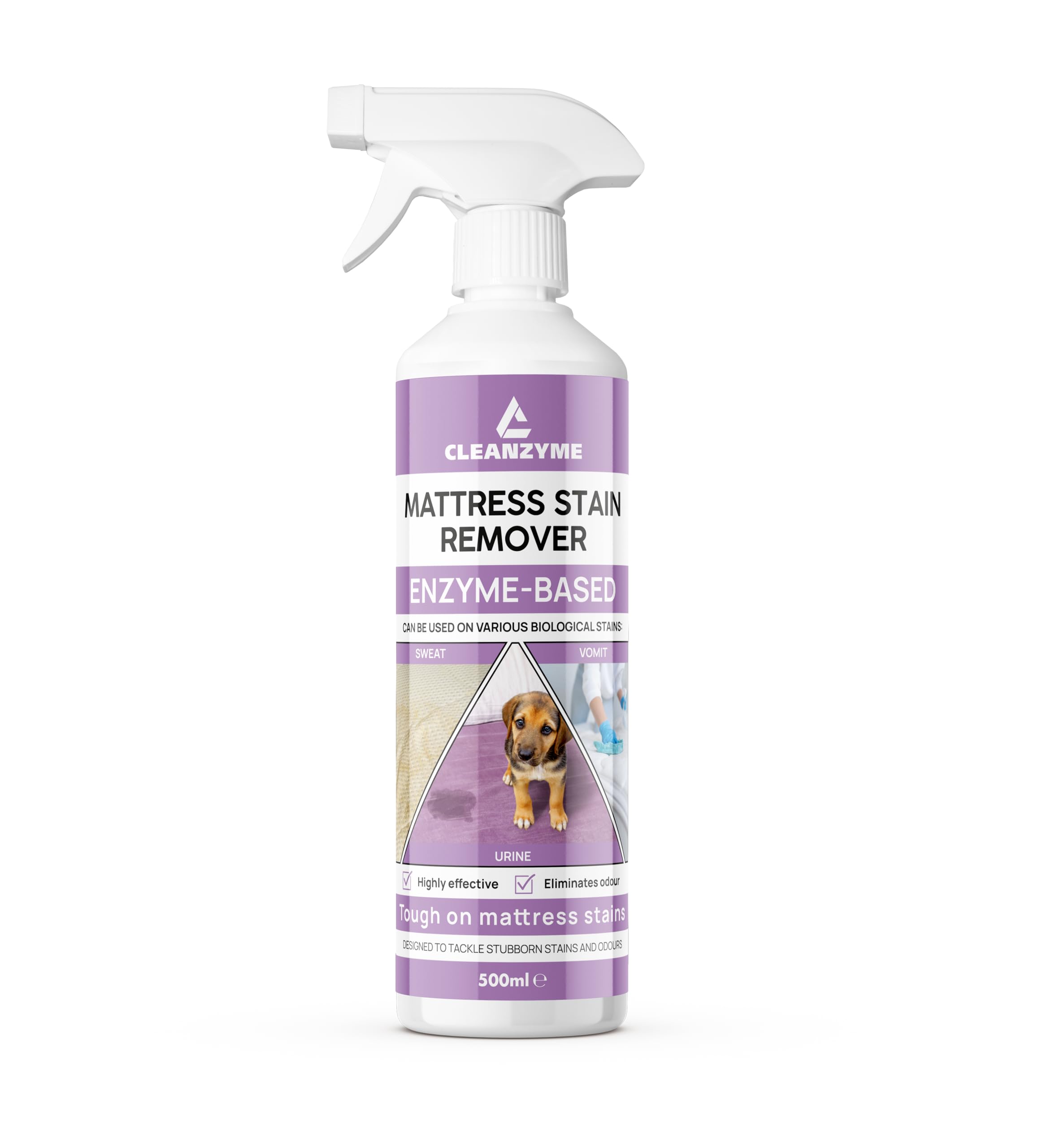 Cleanzyme Enzyme Mattress Stain Remover - Urine & Odour Eliminator | 500ml Spray Bottle | Fresh Scent 1