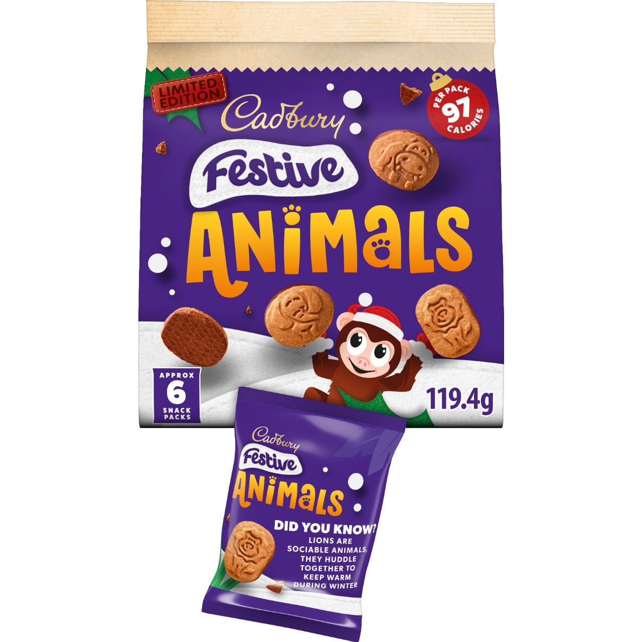 Cadbury Festive Animal Shaped Biscuits with Chocolate Base - Limited Edition Holiday Treat 1