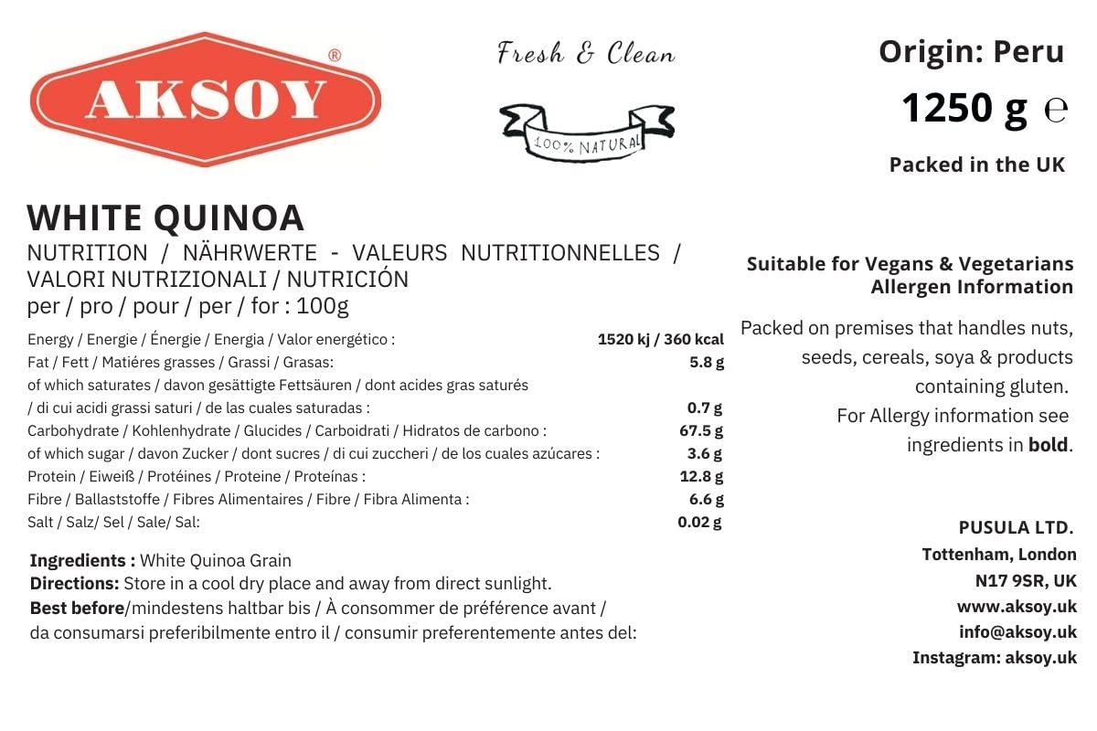 Aksoy White Quinoa 1.25KG - Whole Grain, Ready-to-Cook, Non-GMO, Plant-Based Protein 4
