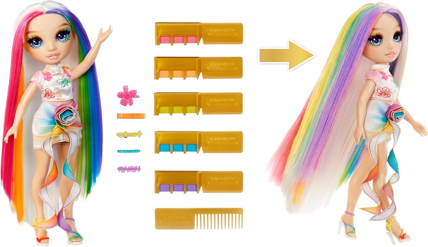 Rainbow High Amaya Hair Chalk & Style Doll - 28 cm Fashion Doll with Washable Hair Chalk Kit