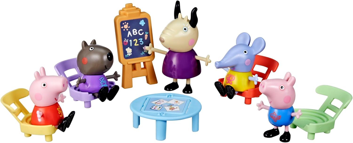 Peppa Pig Playgroup - 5 Figure Playset with Classroom Accessories for Ages 3+