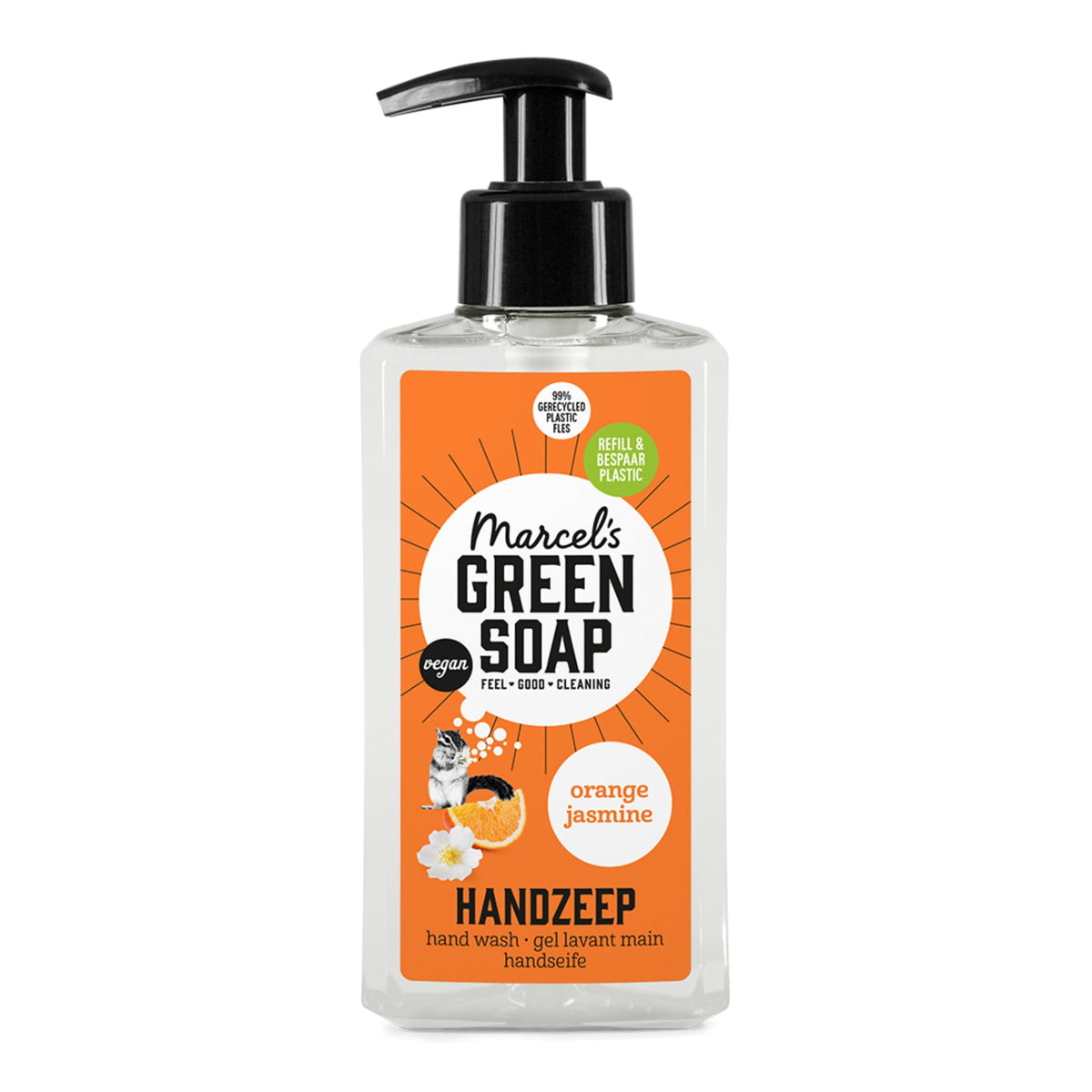 Marcel's Green Soap Hand Soap Orange & Jasmine - 250 ml - Vegan, Biodegradable