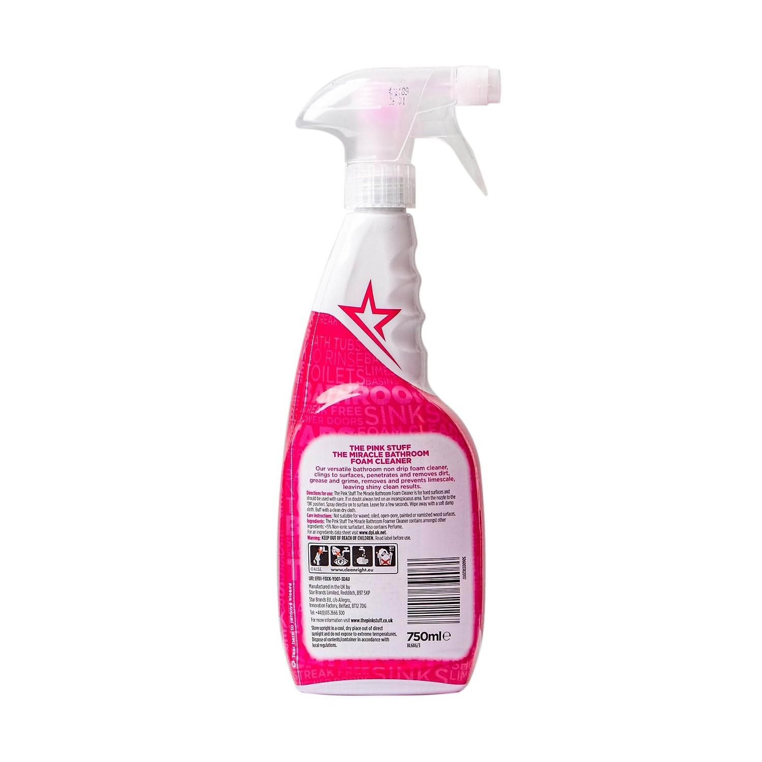 THE PINK STUFF Miracle Bathroom Foam Cleaner - Non-Drip Formula, Limescale Removal | 750ml