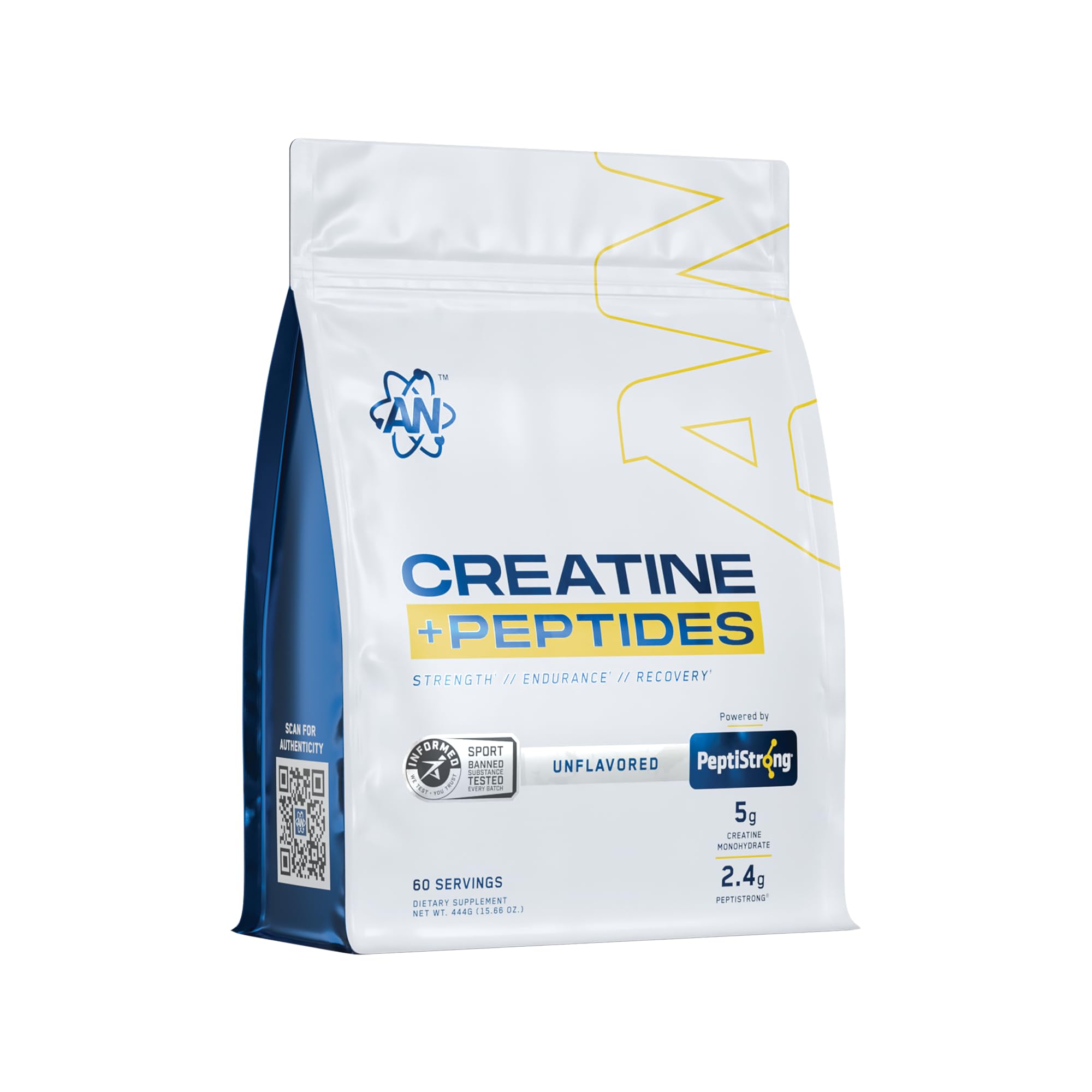 AN Creatine + Peptide Powder - 5g Creatine Monohydrate | 60 Servings | Vegan, Halal