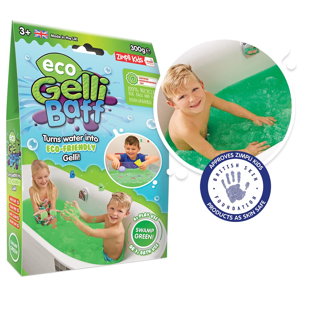 ZIMPLI Gelli Baff Eco Gelli Baff Green for Bath Play | Skin Safe, Biodegradable | Ages 3+