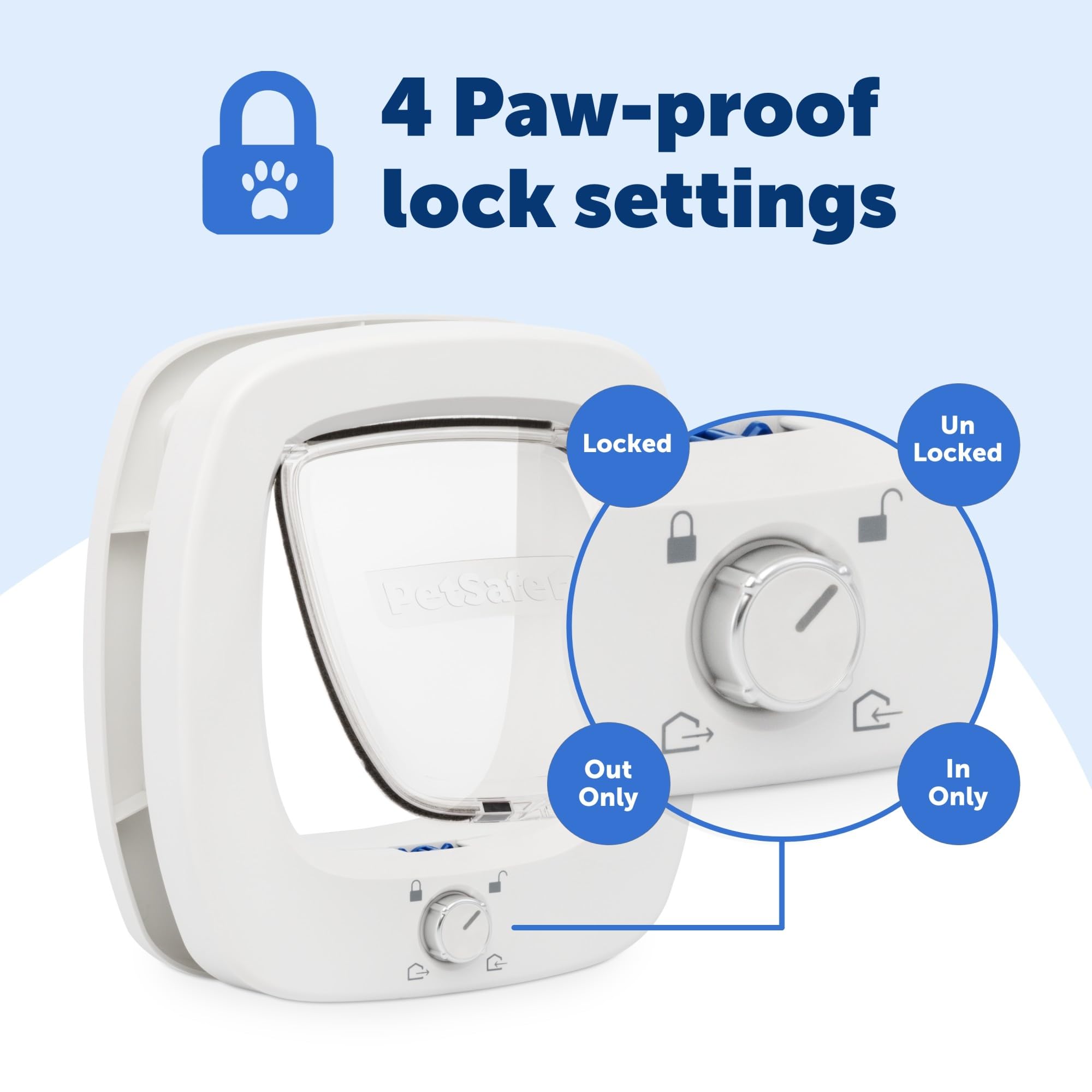 PetSafe Big Cat Flap - 4-Way Lock for Doors | Fits Pets up to 11 kg | White 4