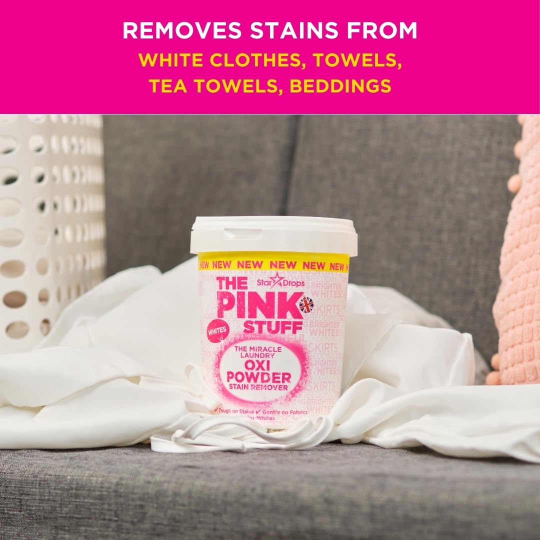 THE PINK STUFF Miracle Laundry Oxi Powder - Stain Remover for Whites | 1kg | Powder 4