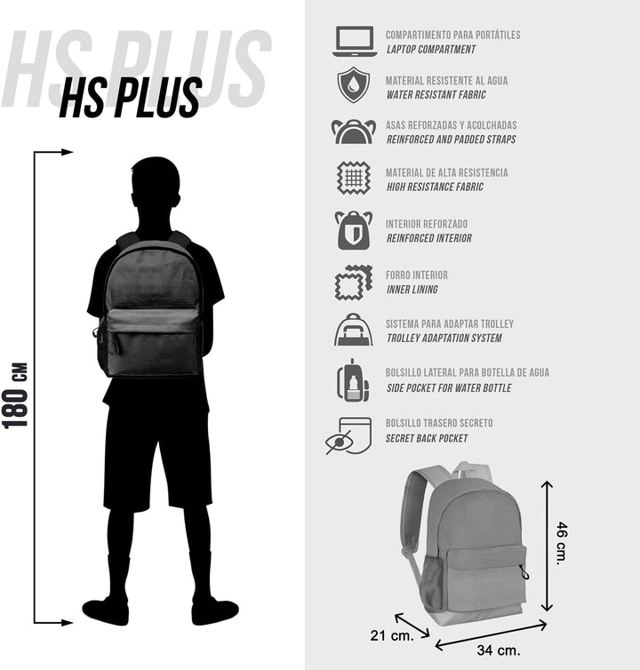 Wednesday Chains-Plus HS Backpack, Black, 30 x 44 cm, Capacity 23 L (04809)